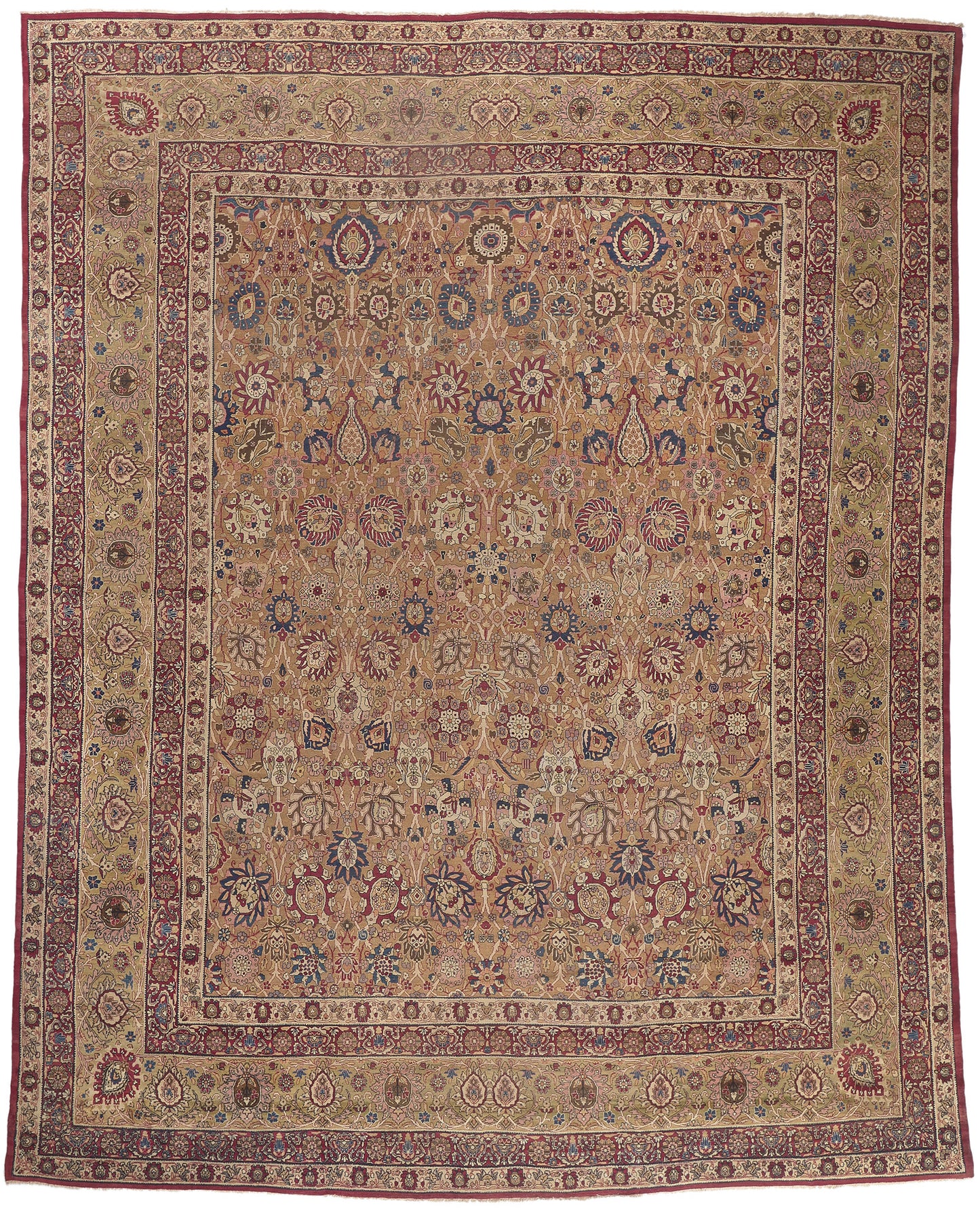 14 x 17 Antique Brown Persian Kermanshah Rug 74298
