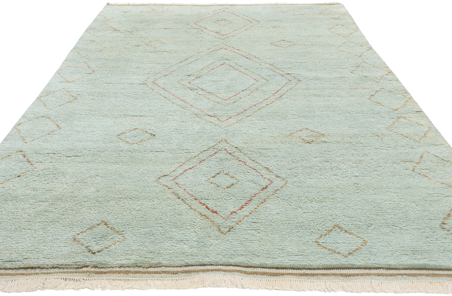 5 x 10 Mint Whisper Diamonds Modern Moroccan Rug 31315