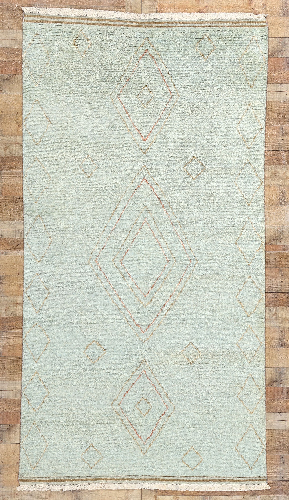 5 x 10 Mint Whisper Diamonds Modern Moroccan Rug 31315