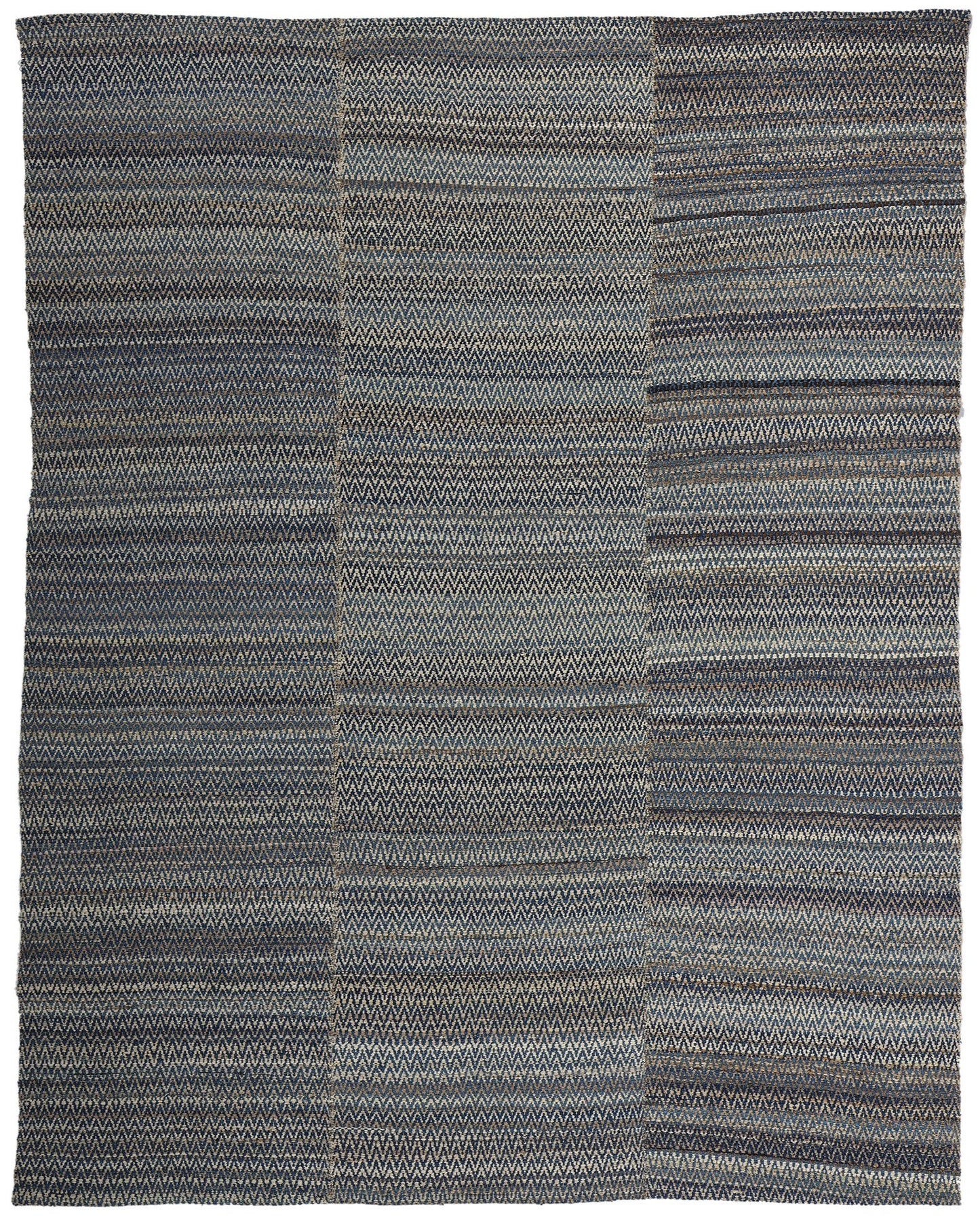 8 x 10 Modern Blue Earth-Tone Chevron Kilim Rug 81103
