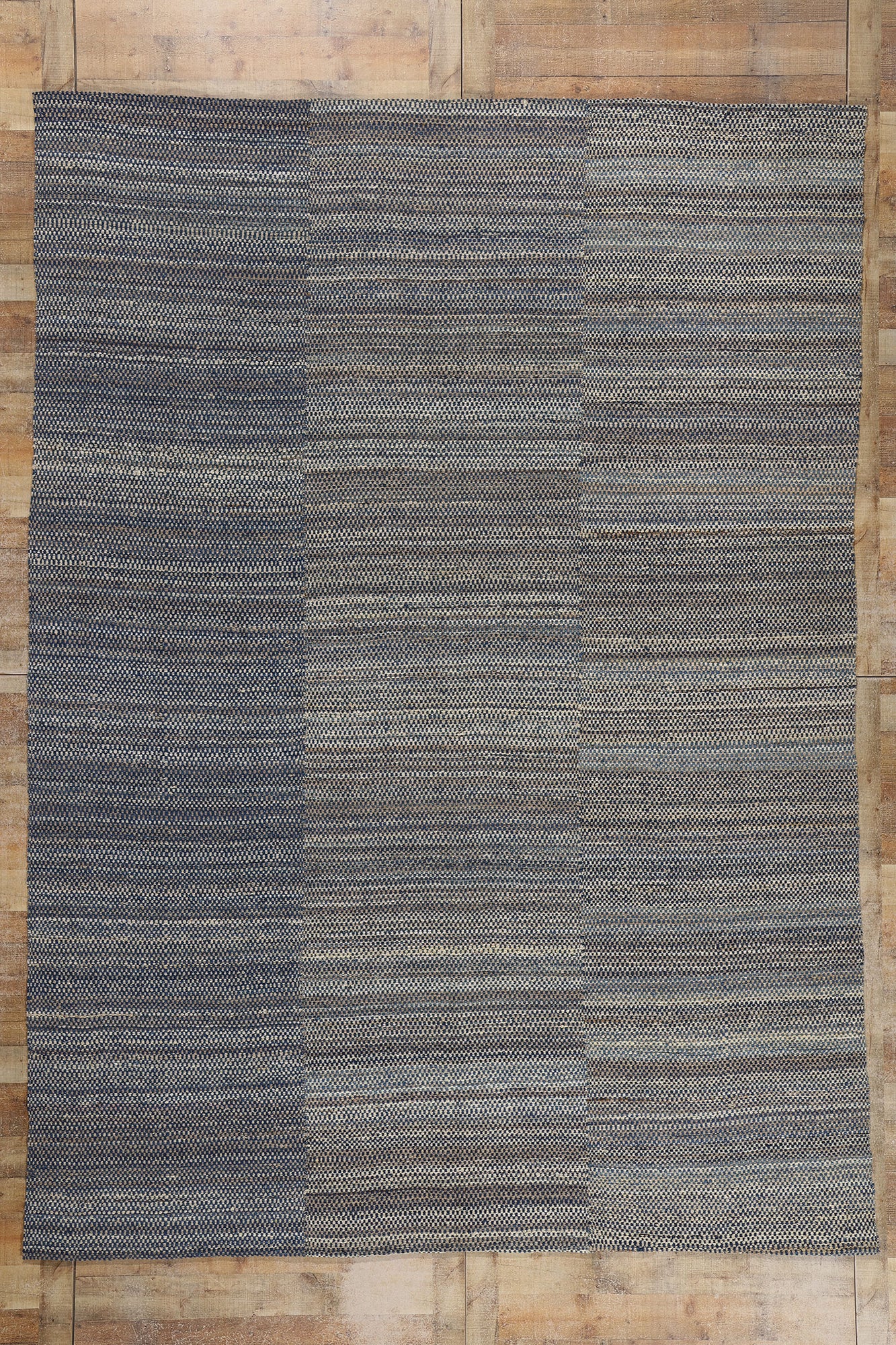 9 x 12 Modern Blue Earth-Tone Kilim Rug 81098
