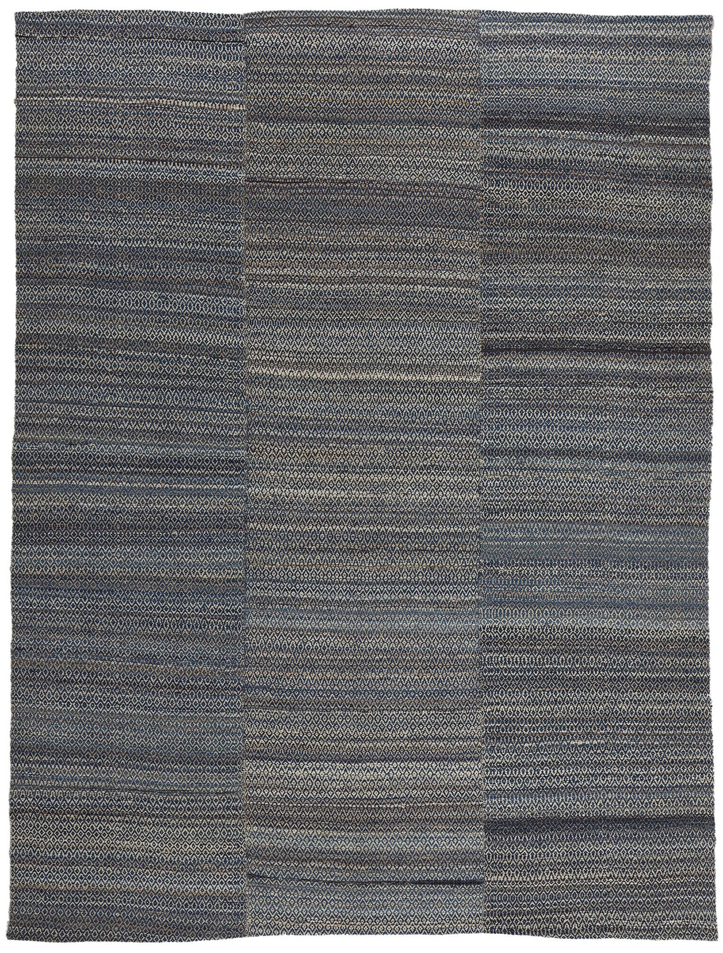 9 x 12 Modern Blue Earth-Tone Diamond Kilim Rug 81099