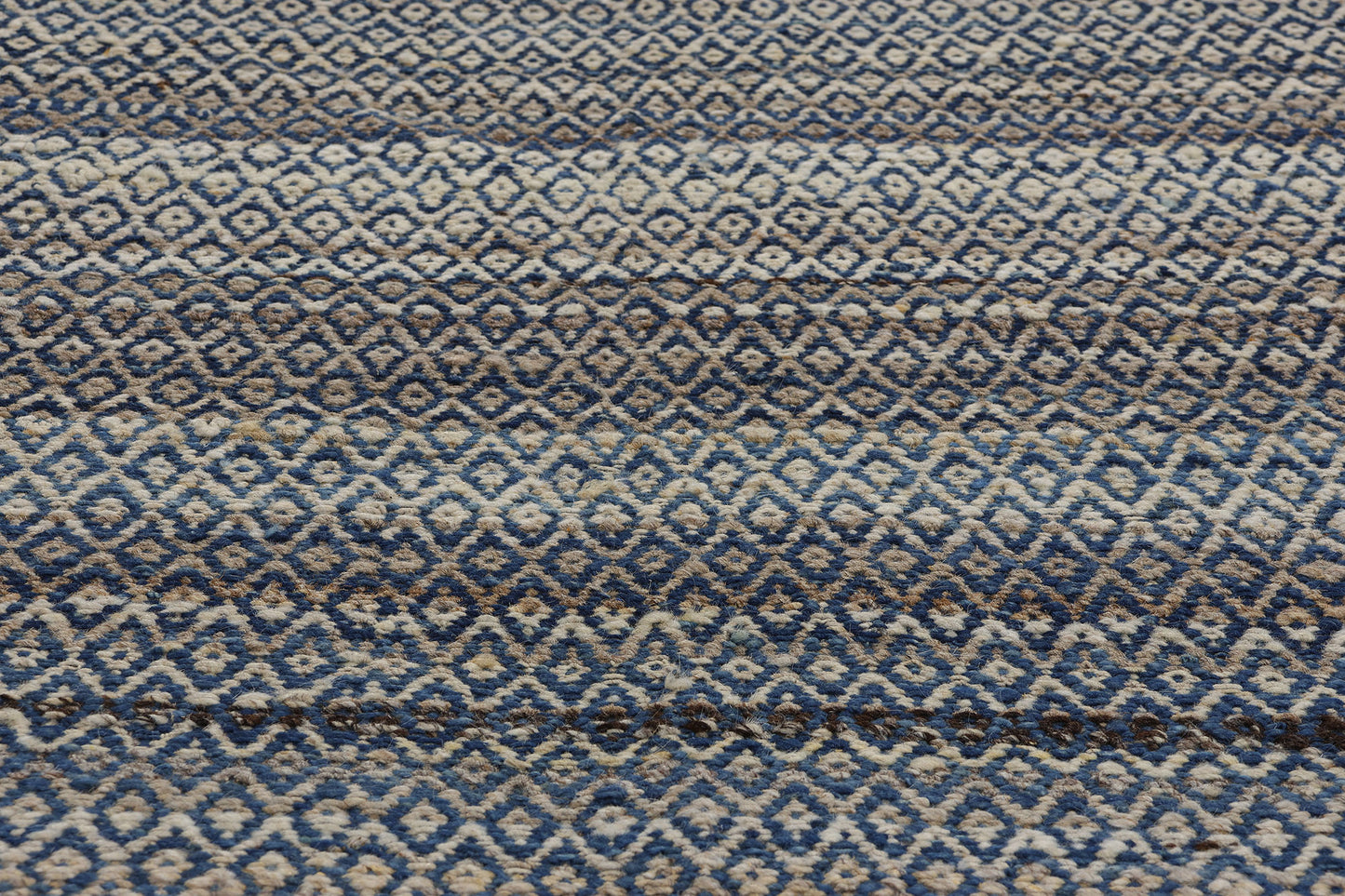 9 x 12 Modern Blue Earth-Tone Diamond Kilim Rug 81099