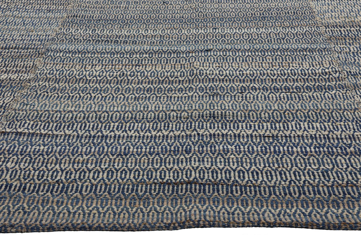 9 x 12 Modern Blue Earth-Tone Geometric Kilim Rug 81102