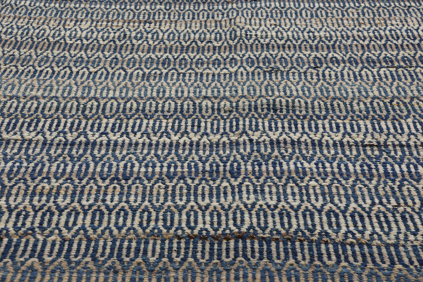 9 x 12 Modern Blue Earth-Tone Geometric Kilim Rug 81102