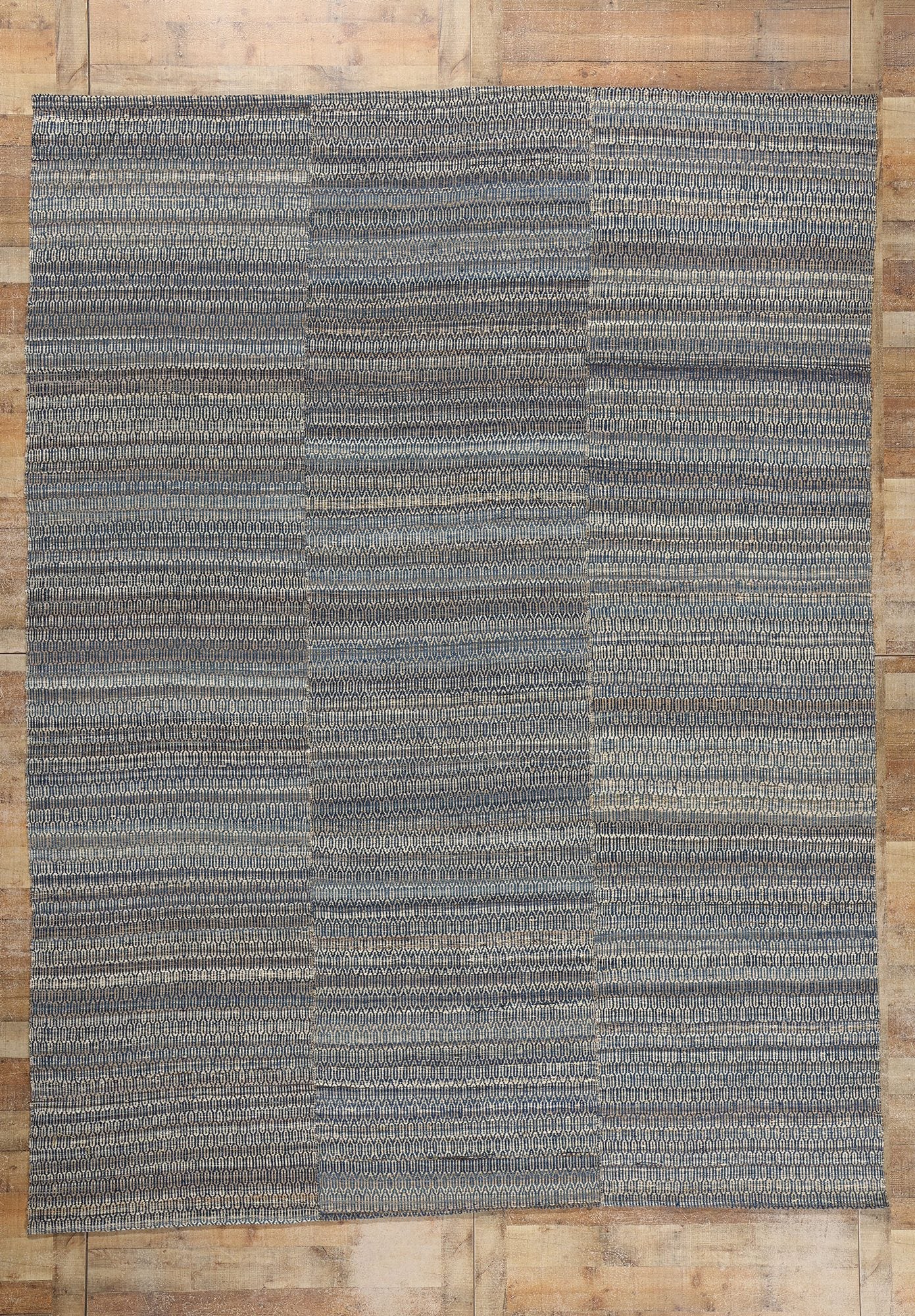9 x 12 Modern Blue Earth-Tone Geometric Kilim Rug 81102