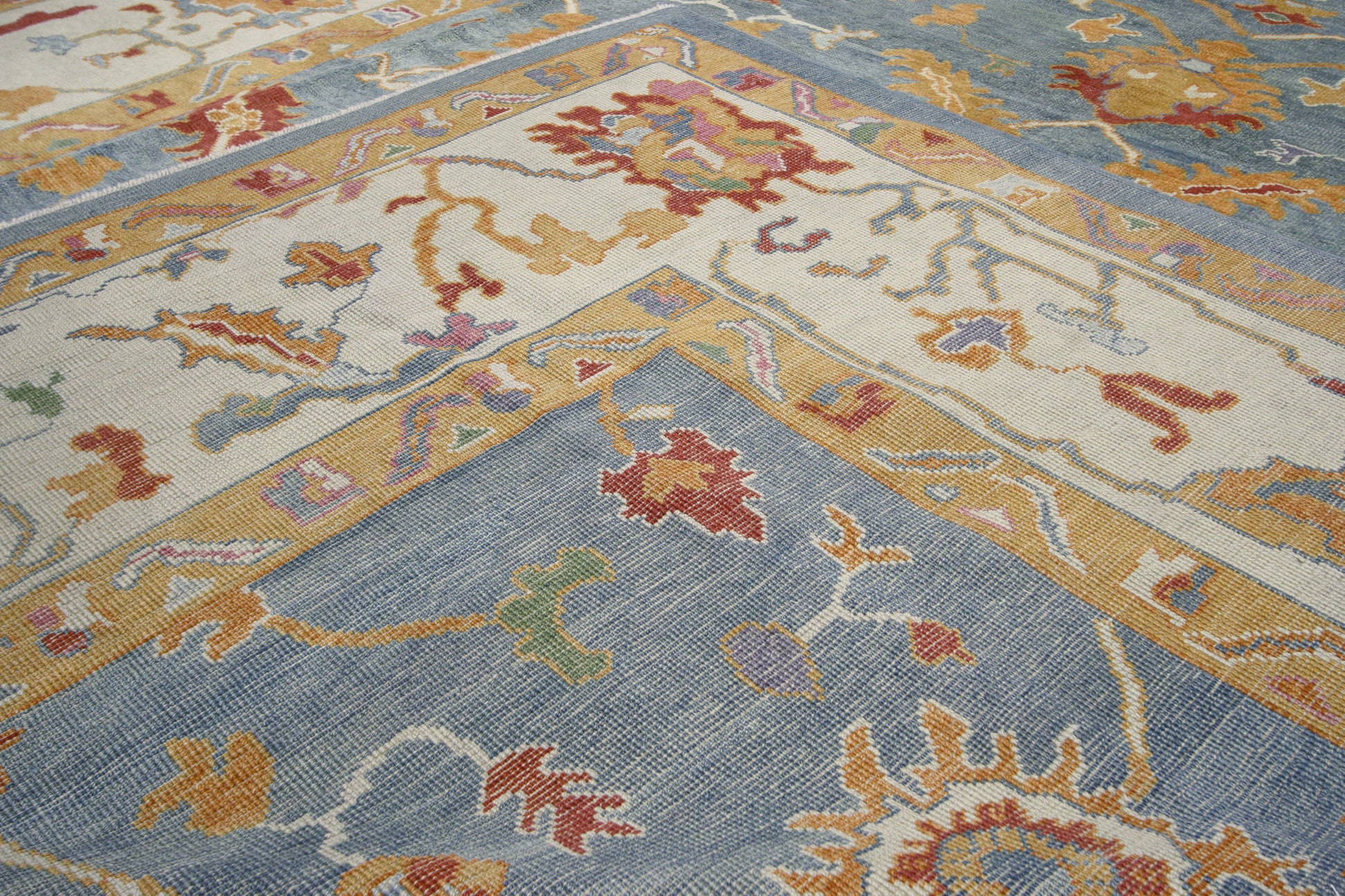 11 x 15 Colorful Turkish Blue Oushak Rug 52368