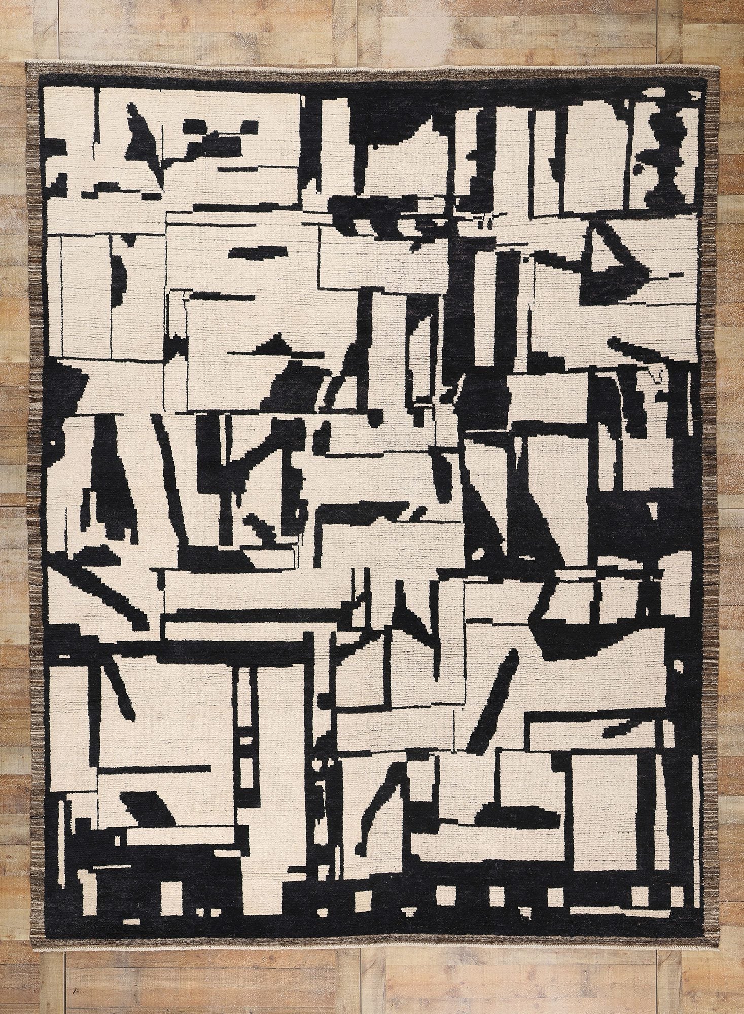 9 x 12 Modern Brutalist Moroccan Rug 81079