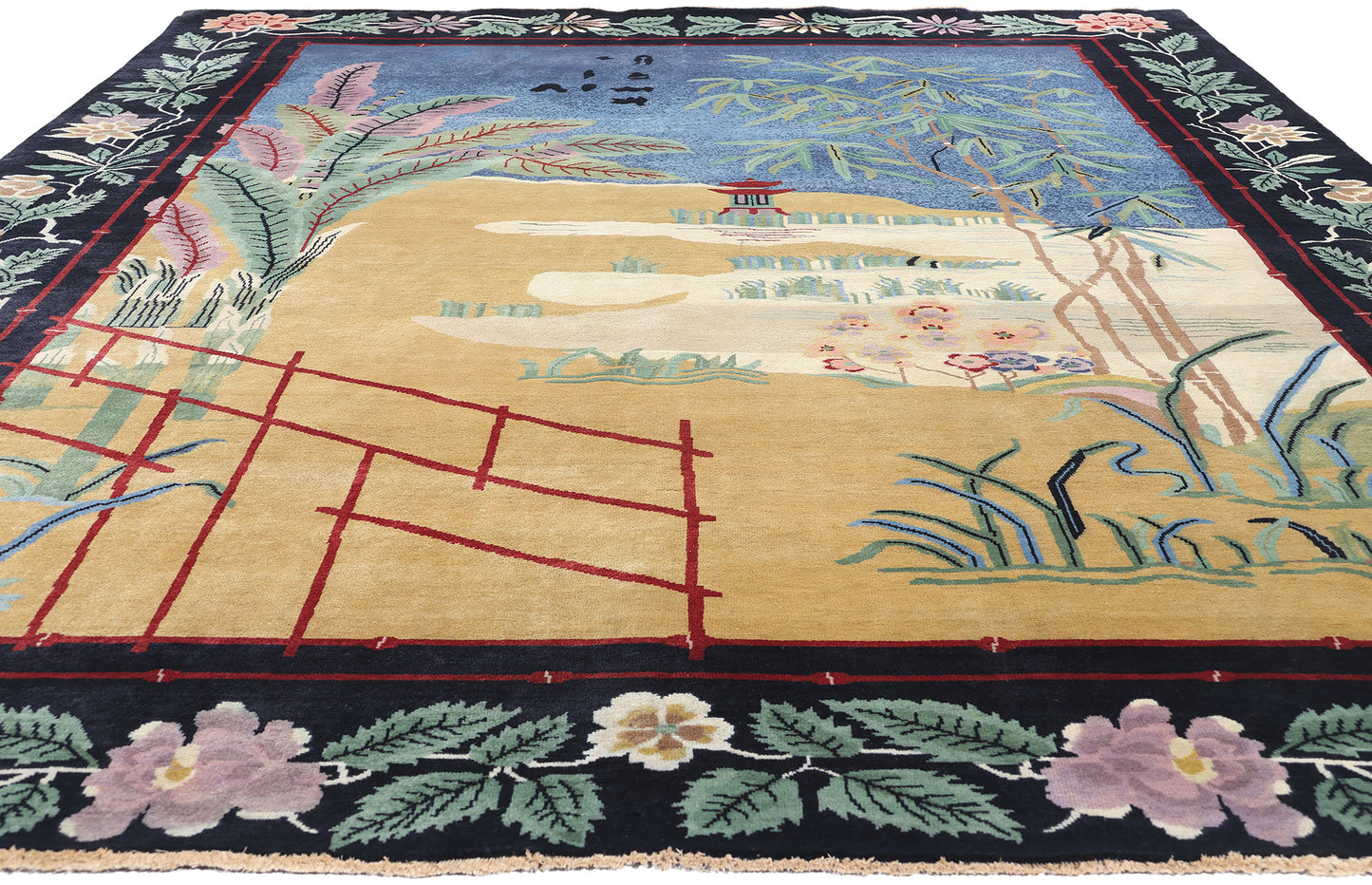 9 x 12 Modern Chinese Art Deco Pictorial Rug 31332