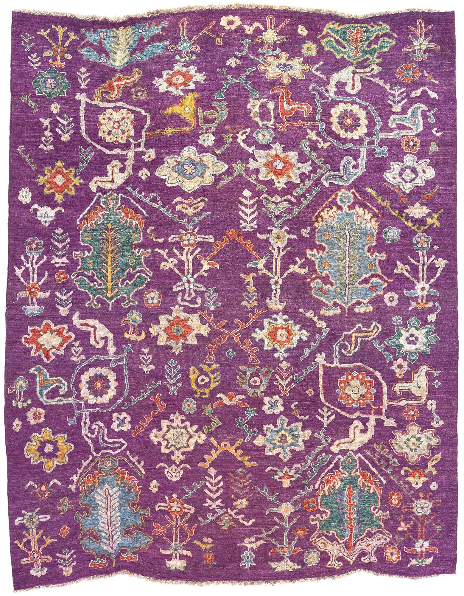 9 x 12 Colorful Purple Oushak Rug 80817
