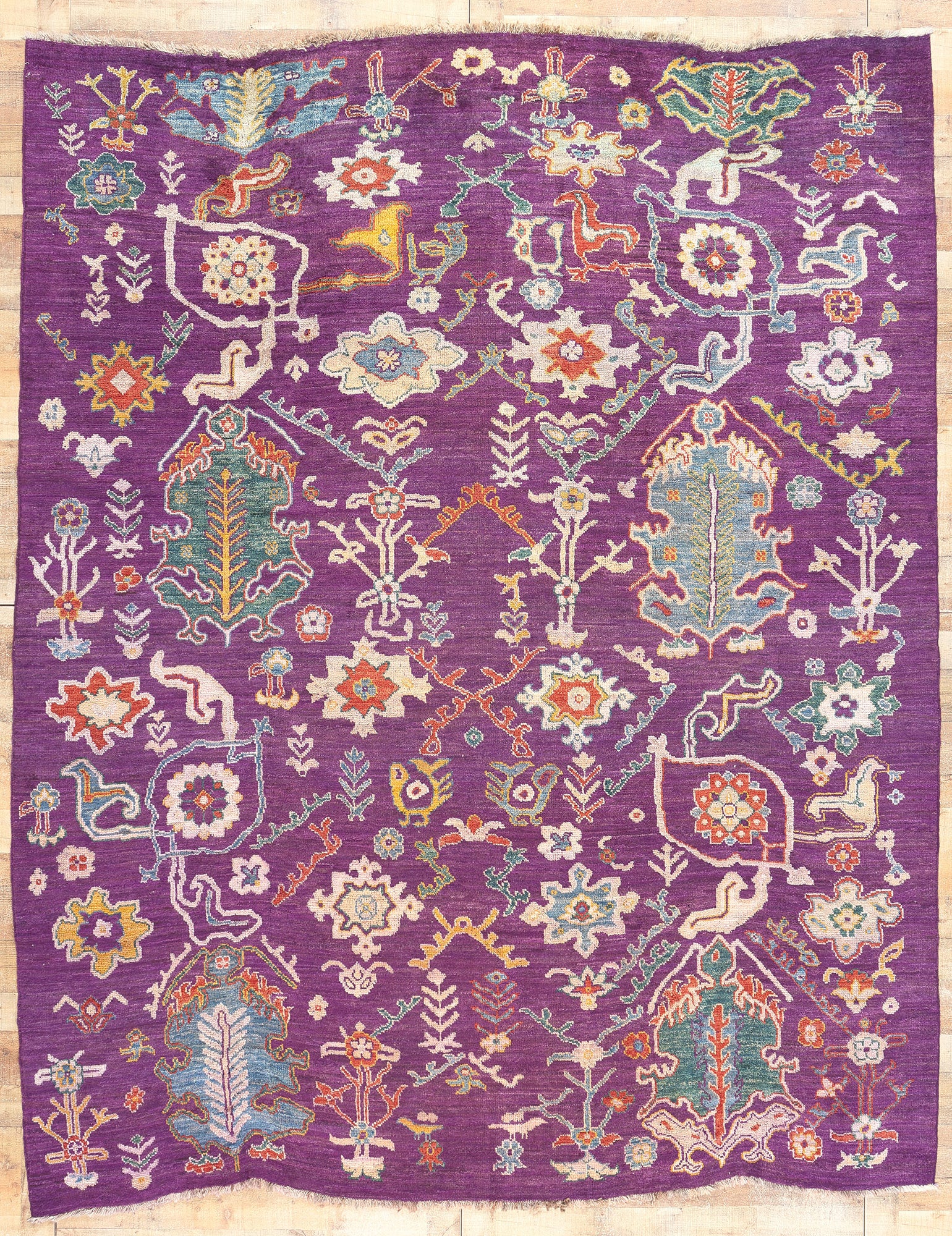 9 x 12 Colorful Purple Oushak Rug 80817