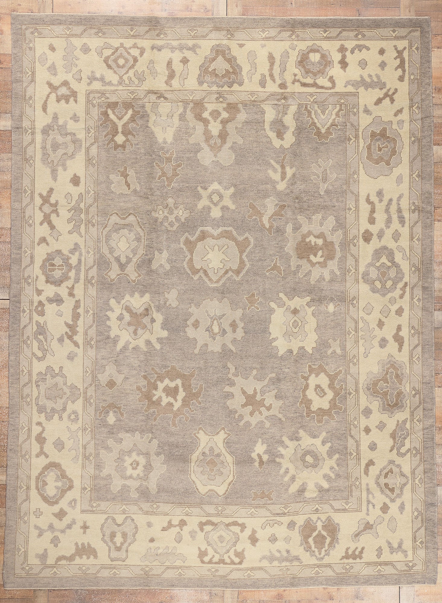 10 x 13 Modern Earth-Tone Turkish Oushak Rug 52373