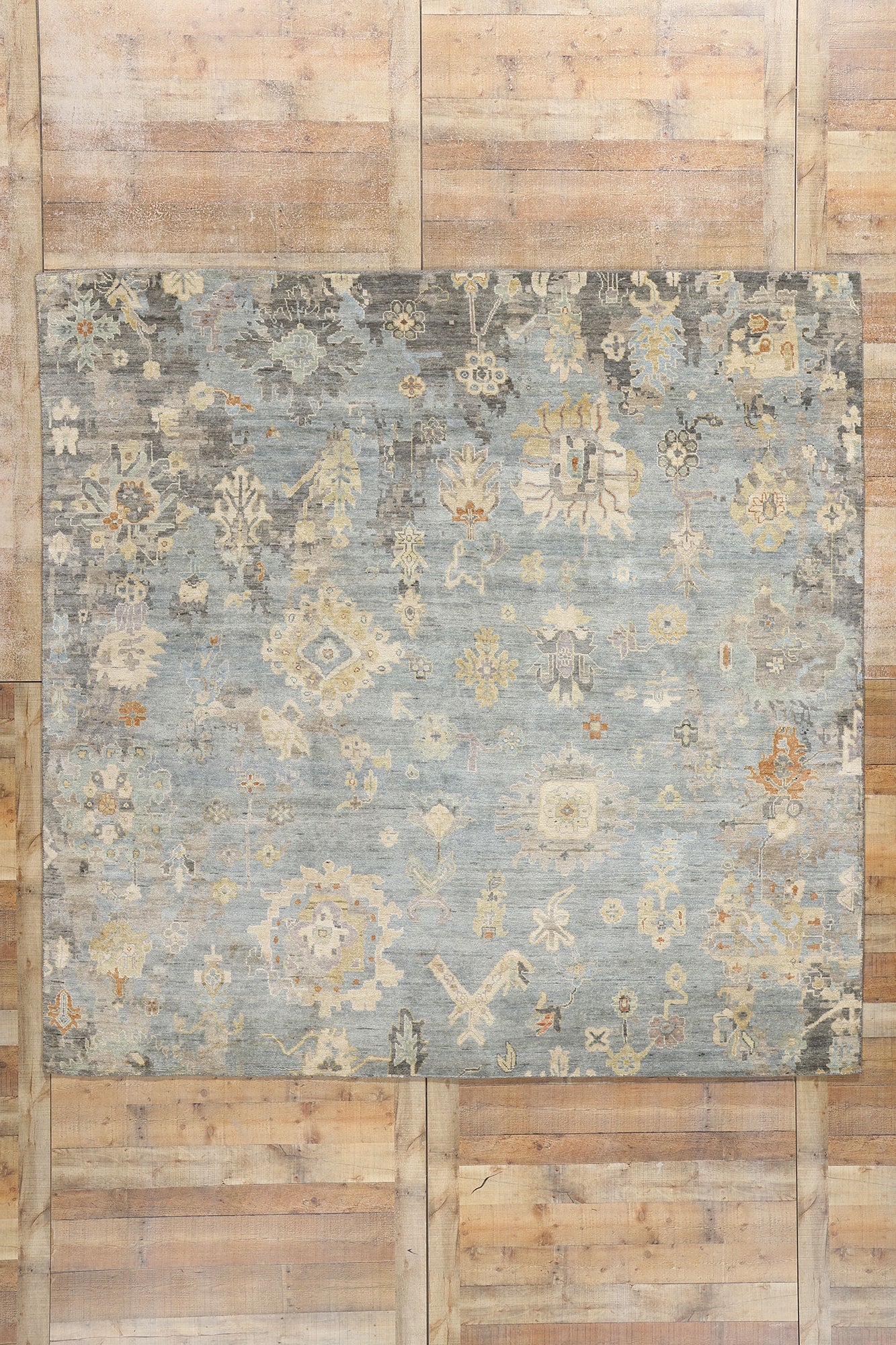 9 x 9 Modern Gray Square Oushak Rug 31059
