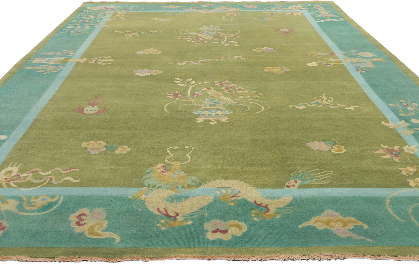 8 x 12 Modern Green Chinese Art Deco Rug 31330