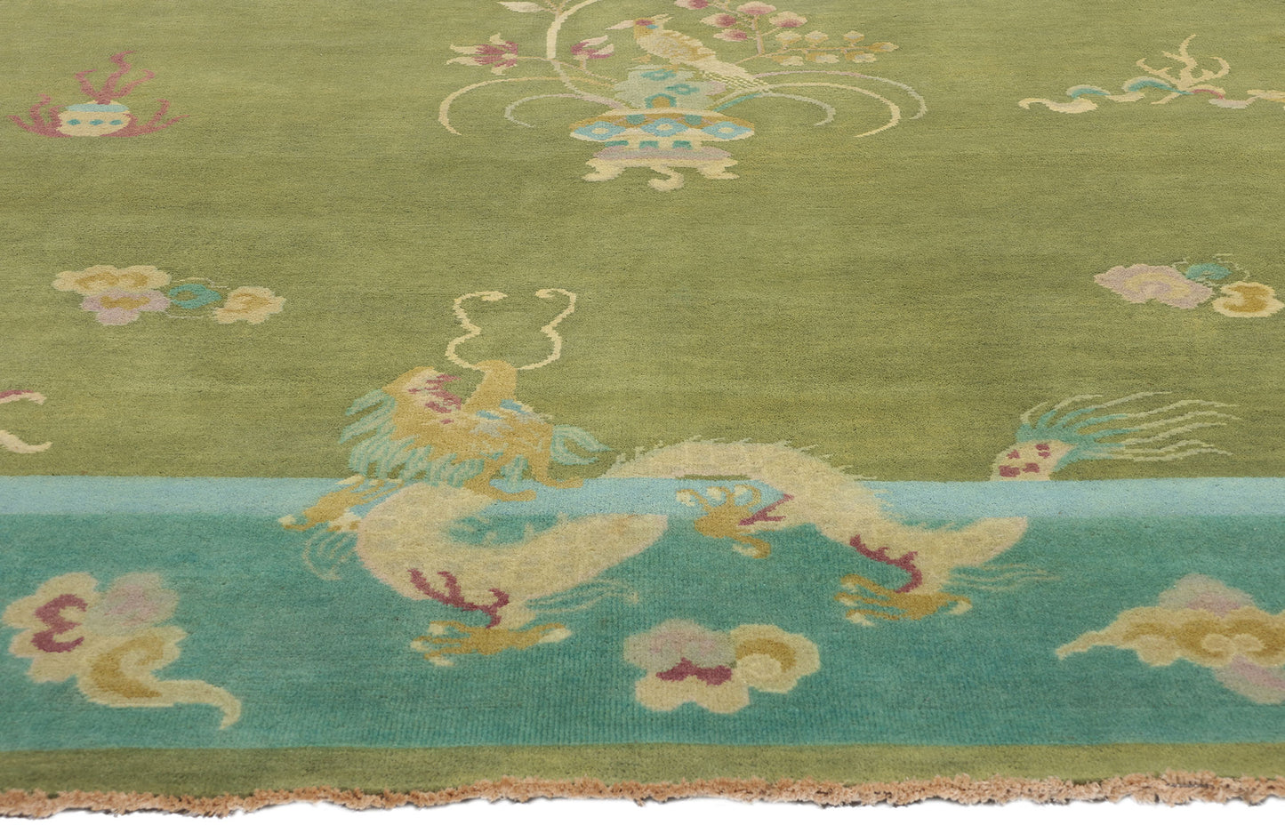 8 x 12 Modern Green Chinese Art Deco Rug 31330