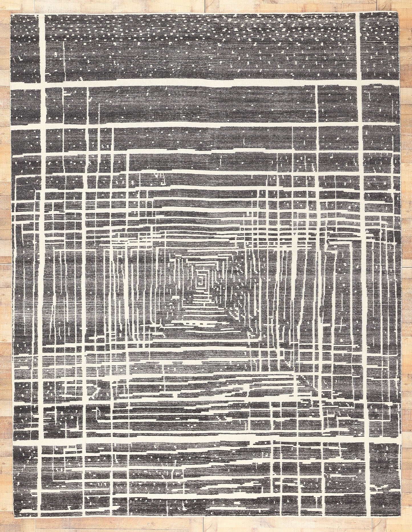 9 x 12 Modern Gray Geometric High-Low Rug 30986