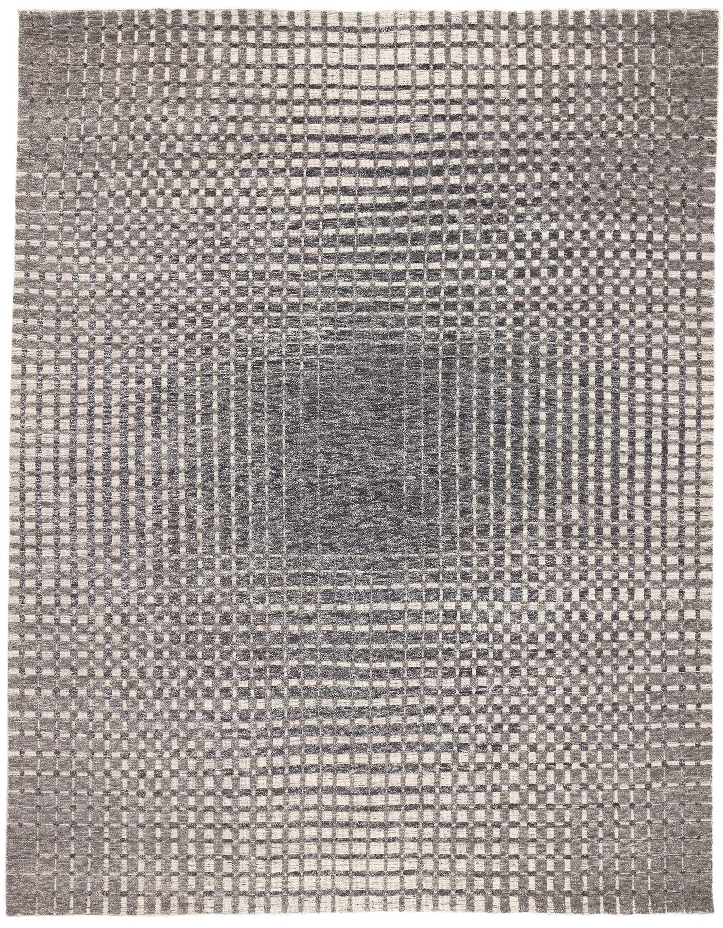 9 x 12 Modern Gray Geometric High-Low Rug 30979