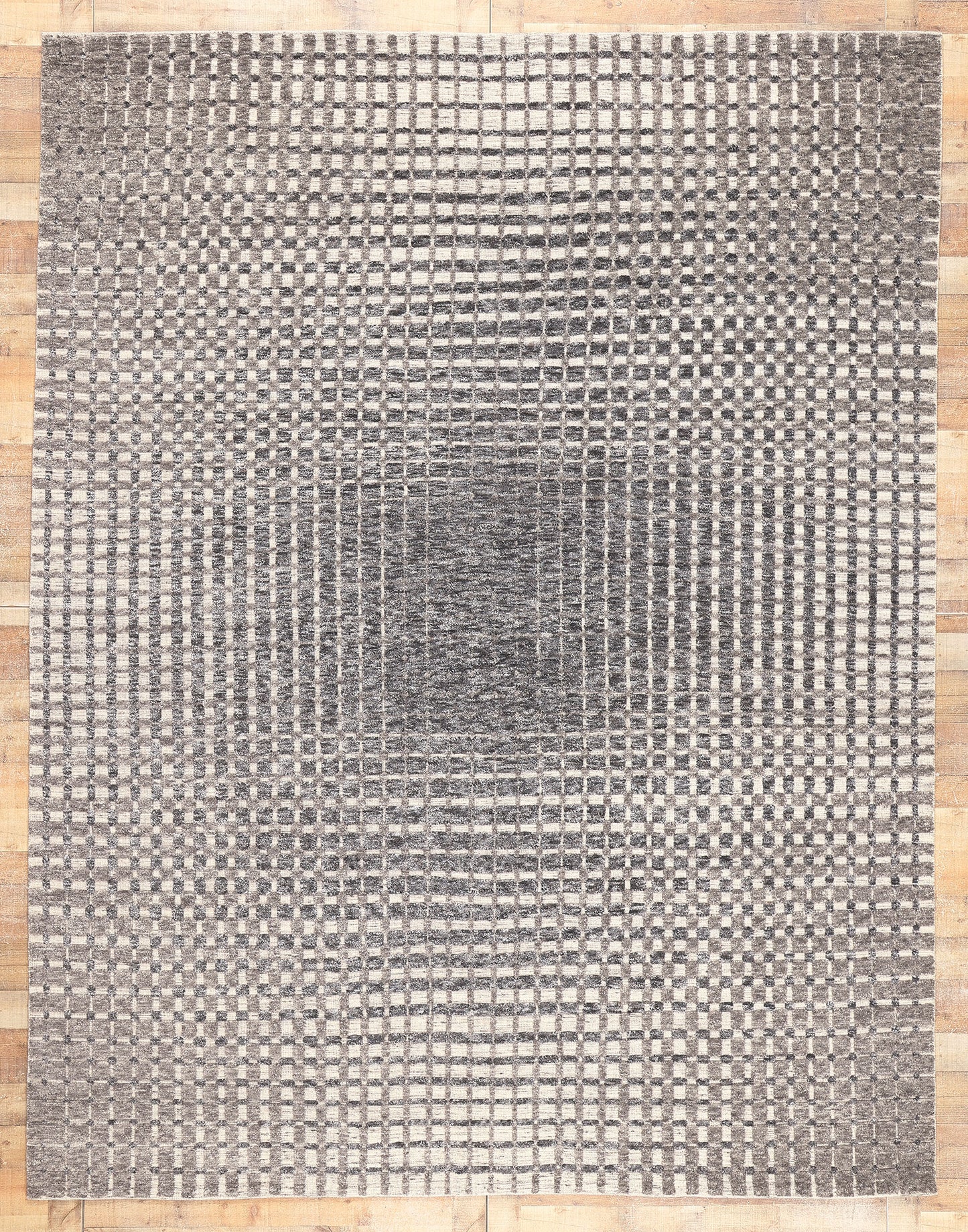 9 x 12 Modern Gray Geometric High-Low Rug 30979