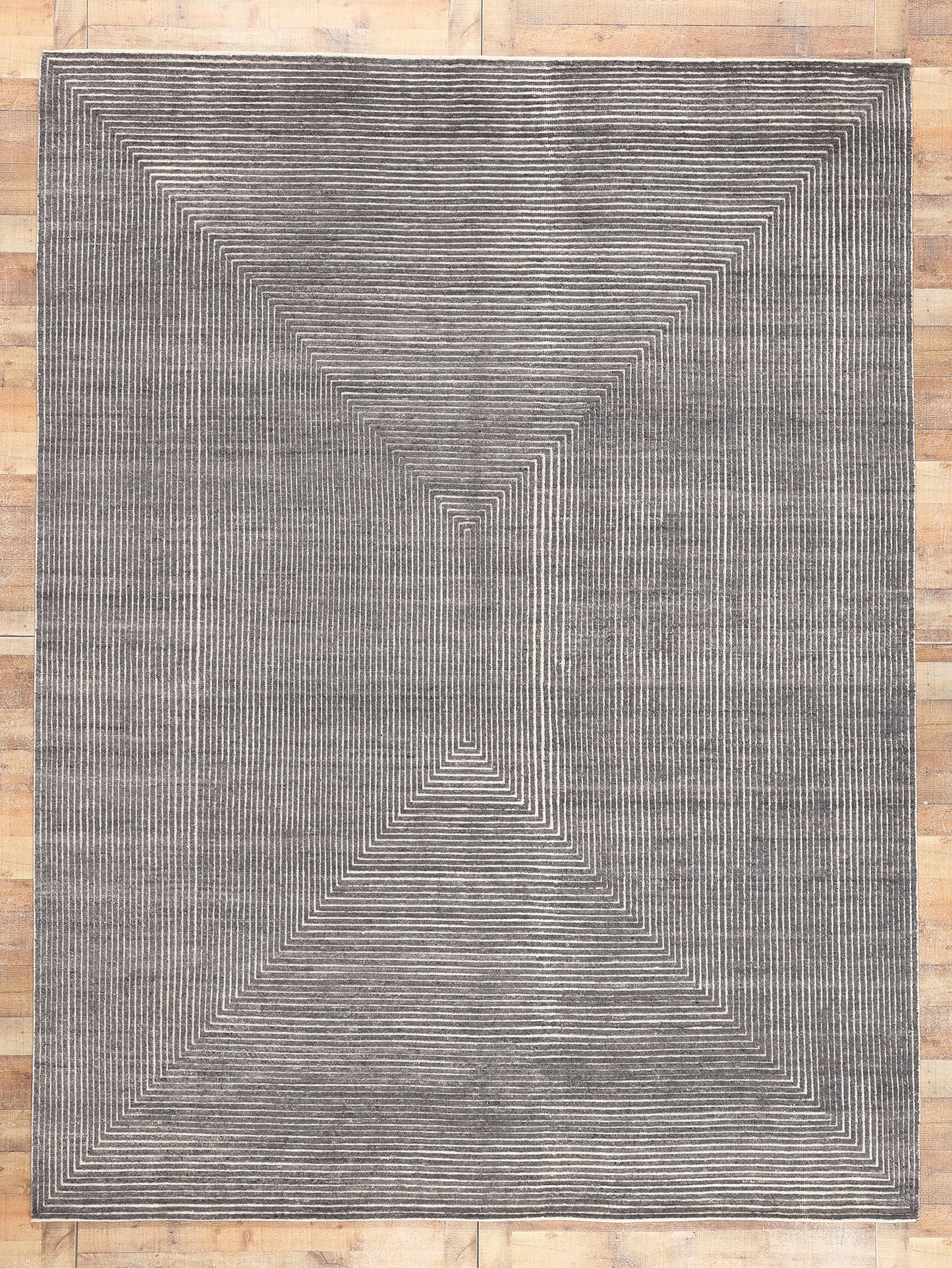 9 x 12 Modern Gray Geometric High-Low Rug 30982