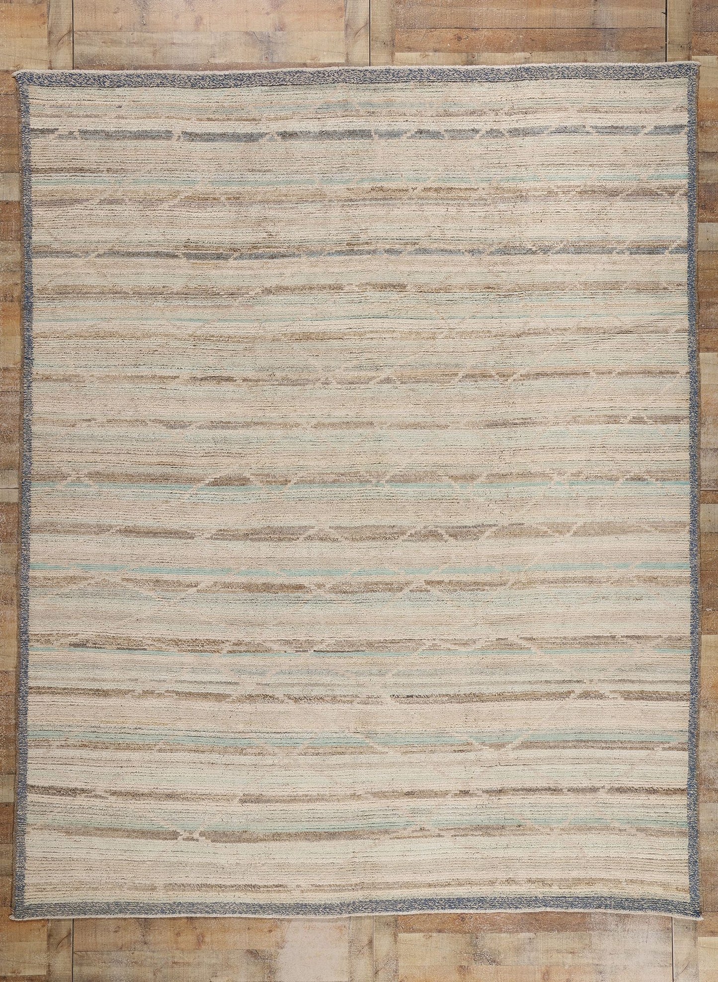 9 x 11 Modern Boho Tonal Striped Moroccan Rug 81078