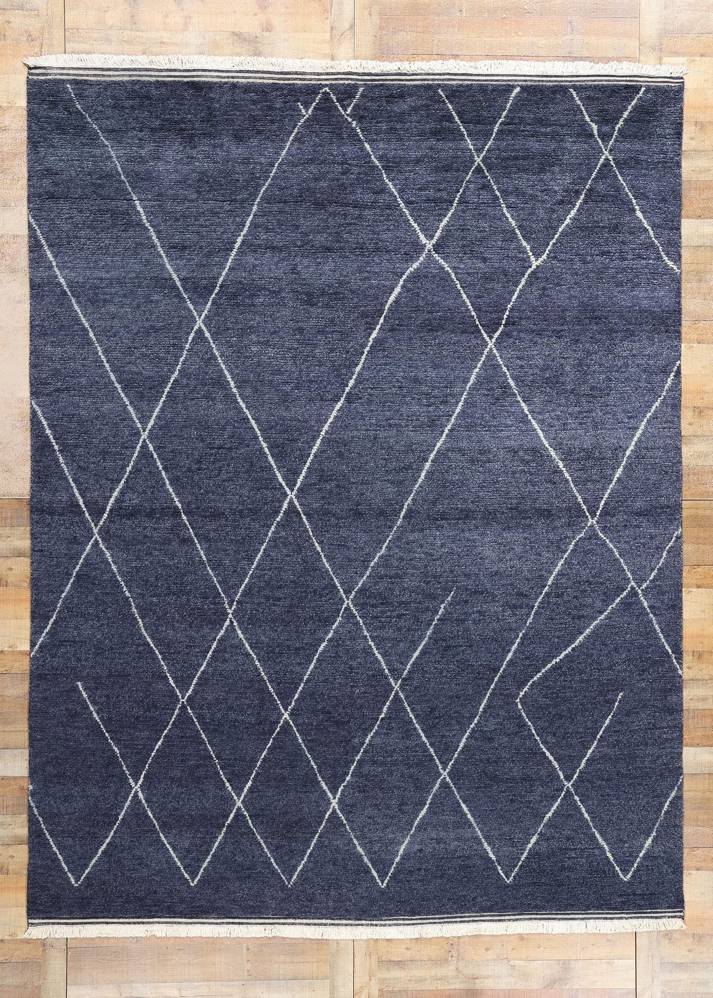 9 x 12 Modern Navy Blue Moroccan Rug 31263