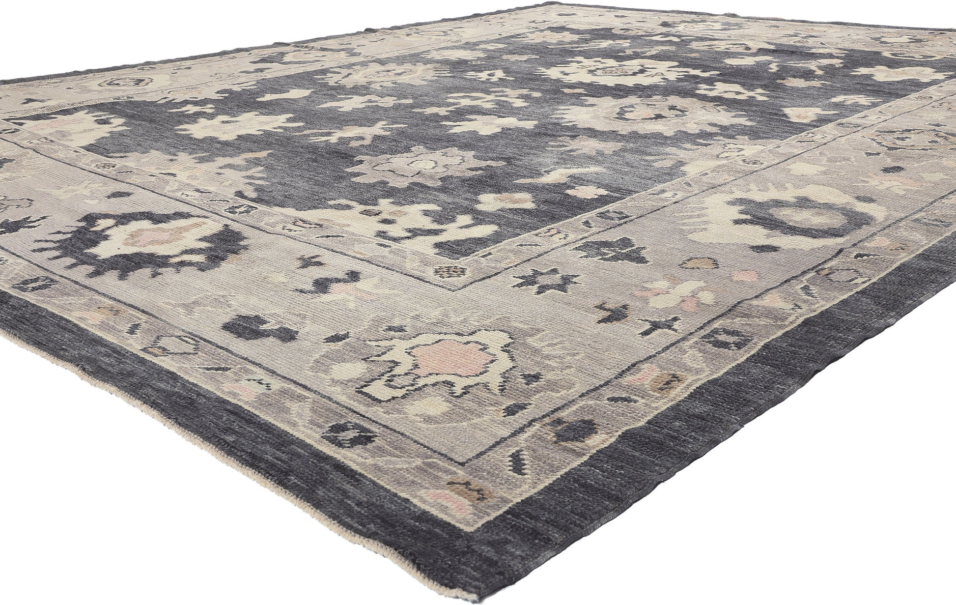 10 x 12 Modern Black Turkish Oushak Rug 52362