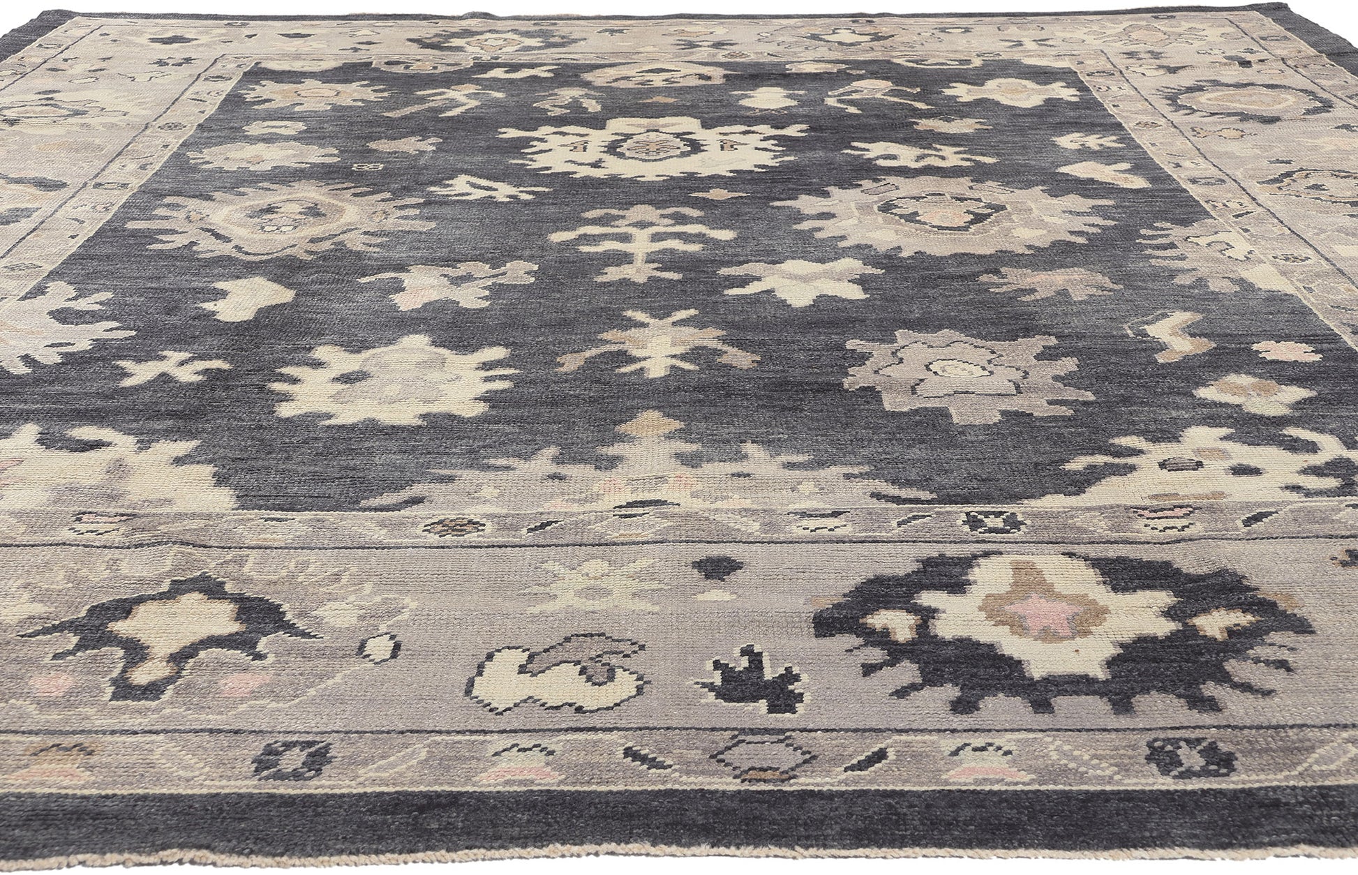 10 x 12 Modern Black Turkish Oushak Rug 52362