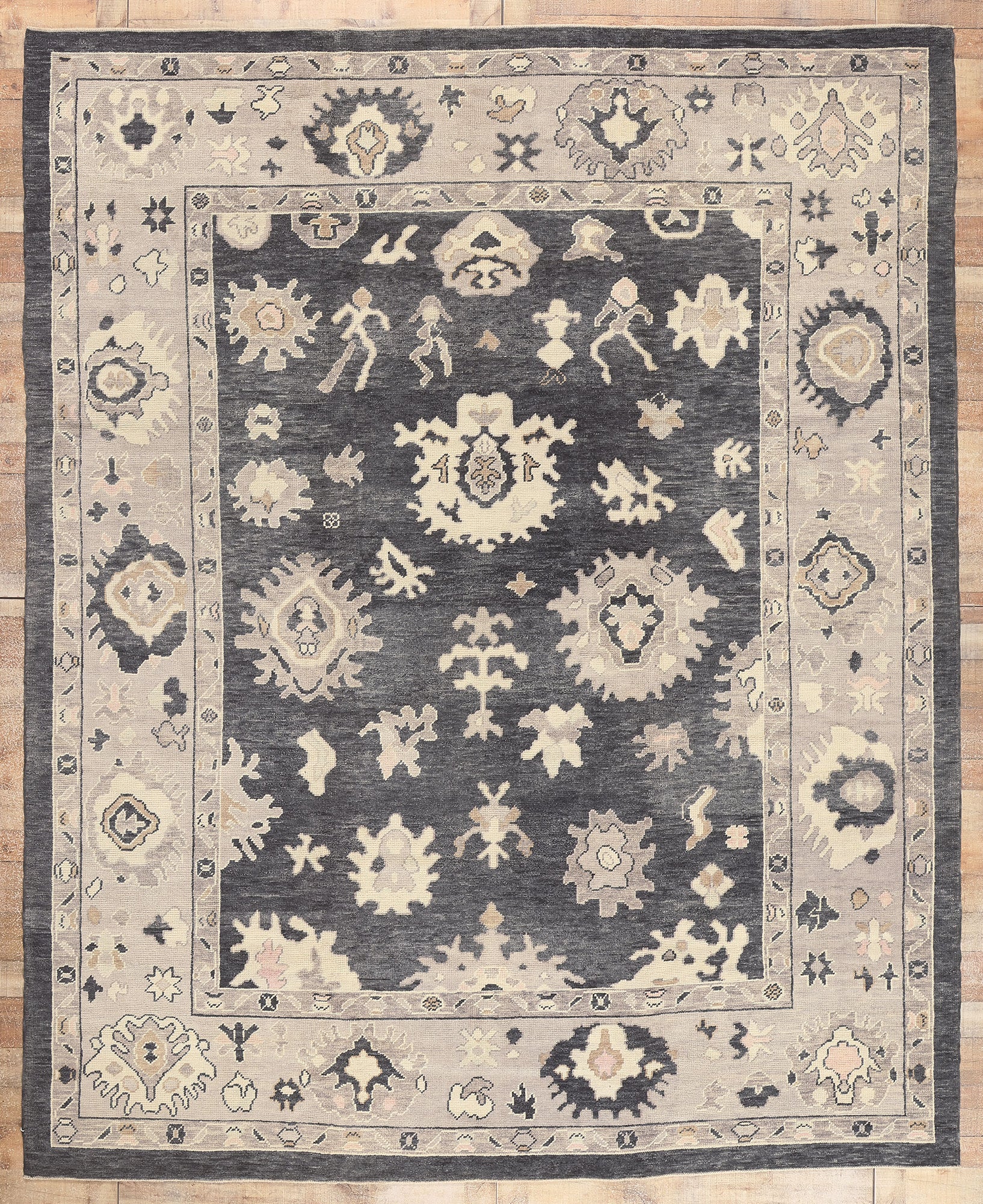 10 x 12 Modern Black Turkish Oushak Rug 52362