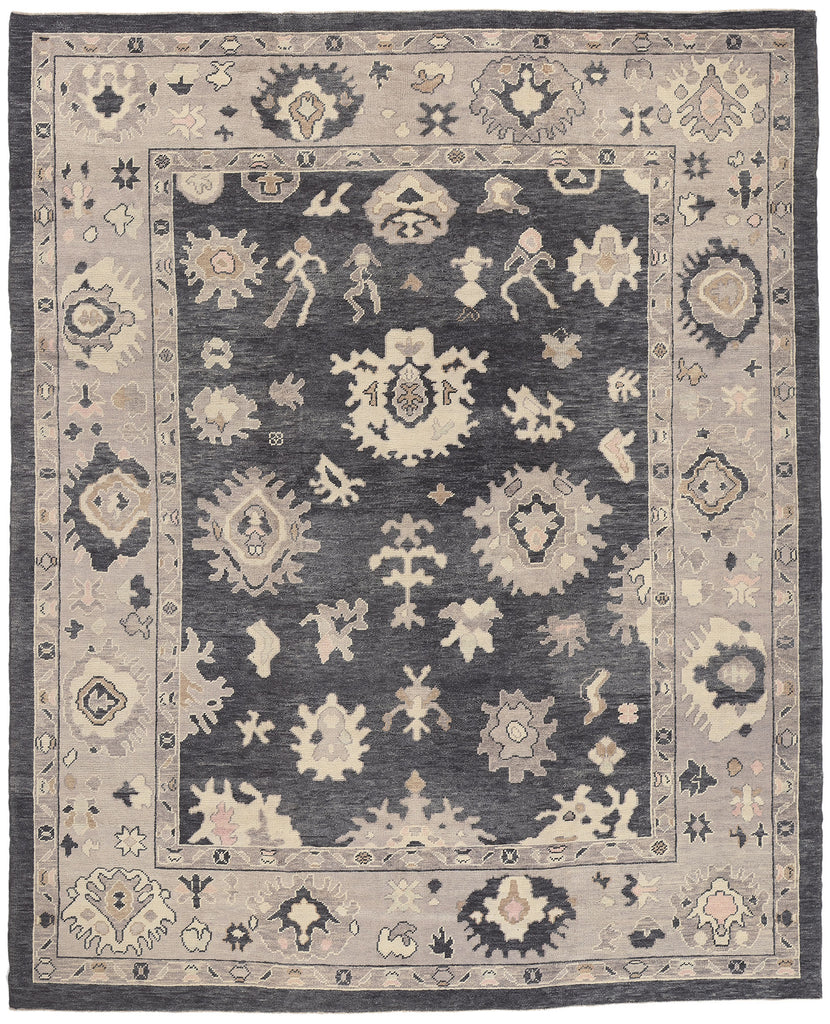 10 x 12 Modern Black Turkish Oushak Rug 52362