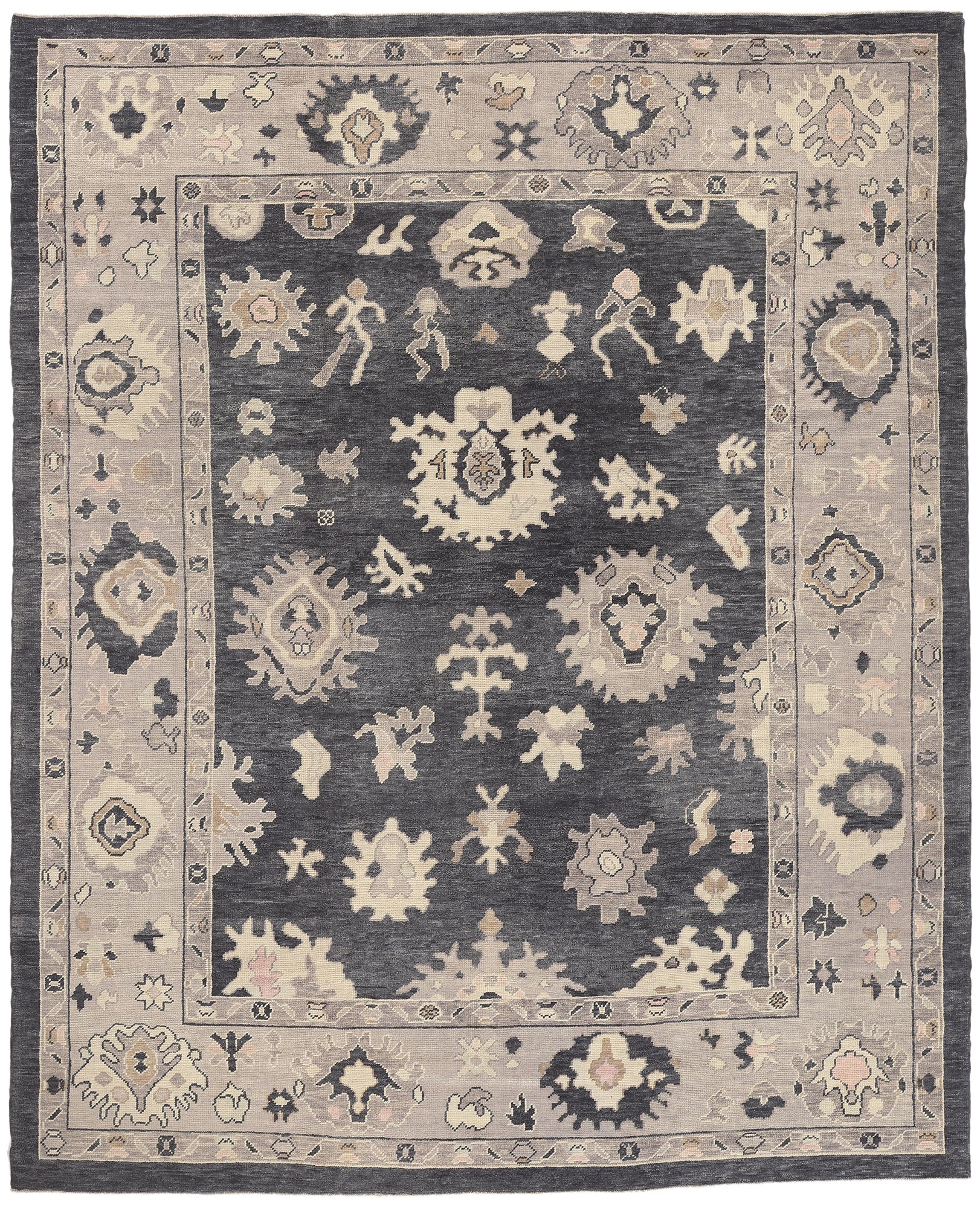 10 x 12 Modern Black Turkish Oushak Rug 52362