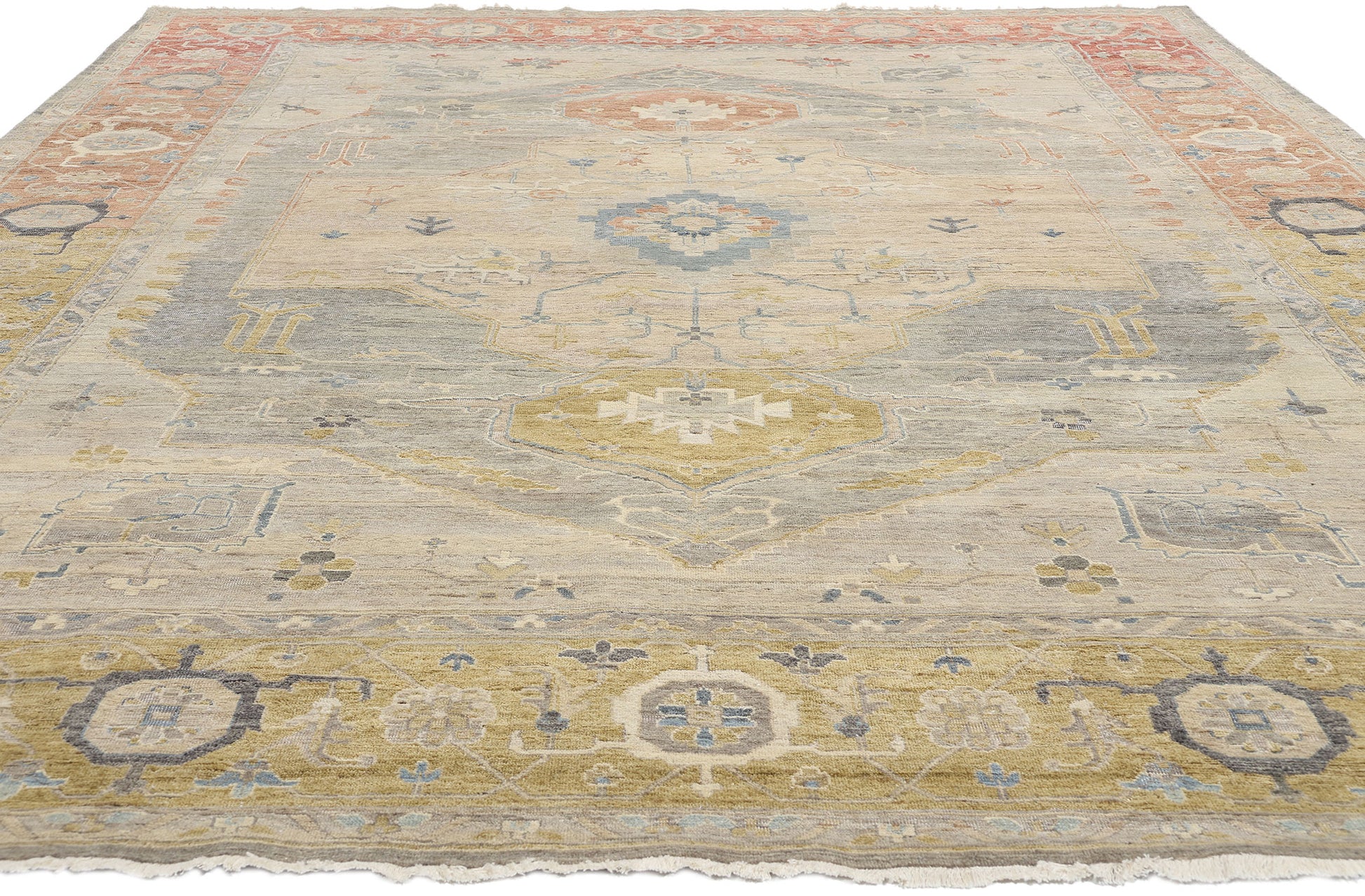 9 x 12 Modern Earth-Tone Oushak Rug 31054