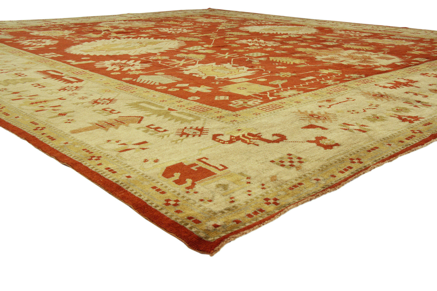 13 x 15 Modern Red Turkish Oushak Rug 74066