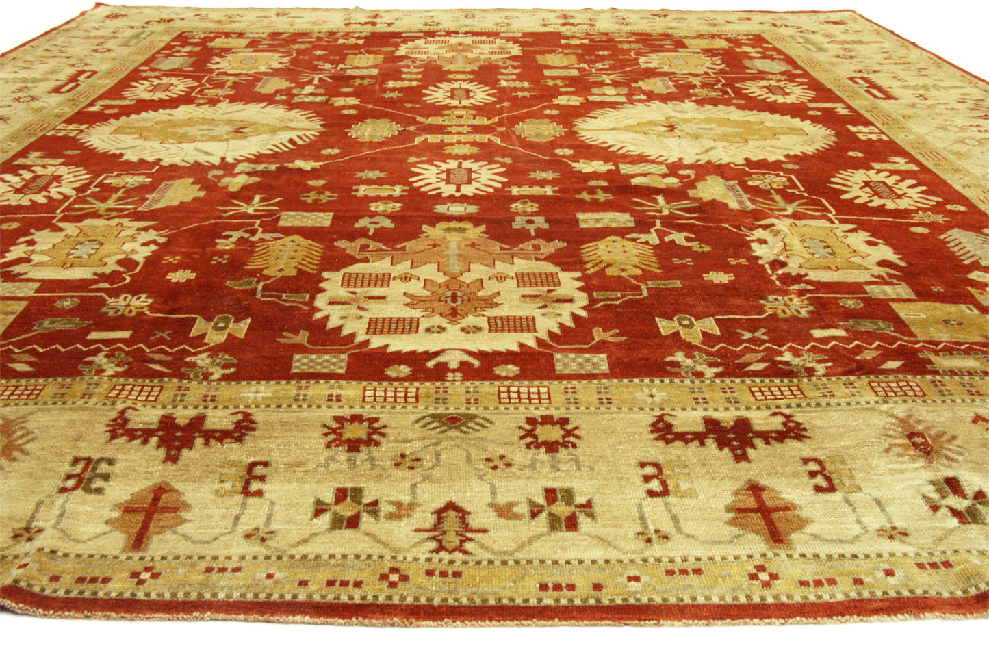 13 x 15 Modern Red Turkish Oushak Rug 74066