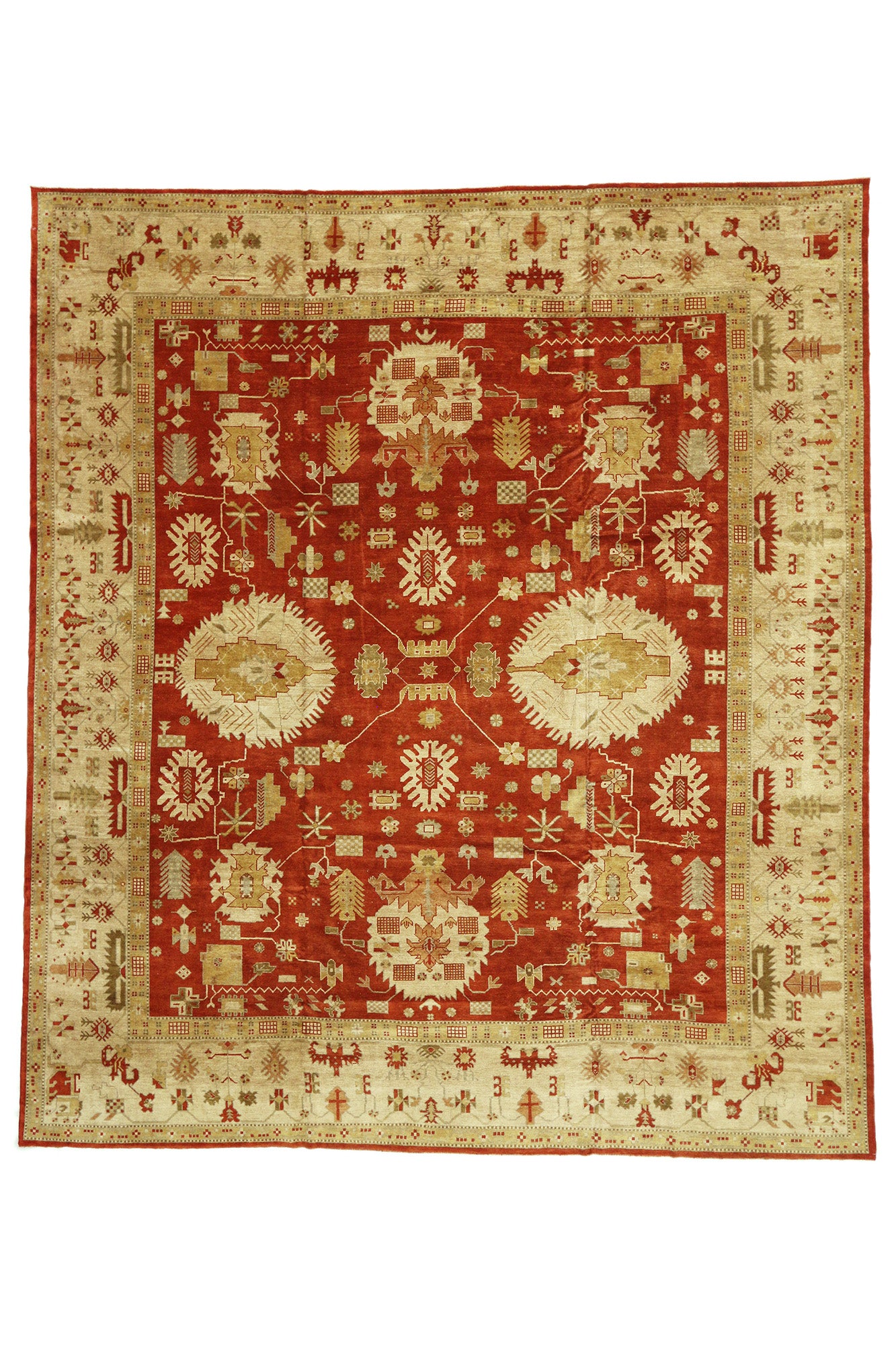 13 x 15 Modern Red Turkish Oushak Rug 74066