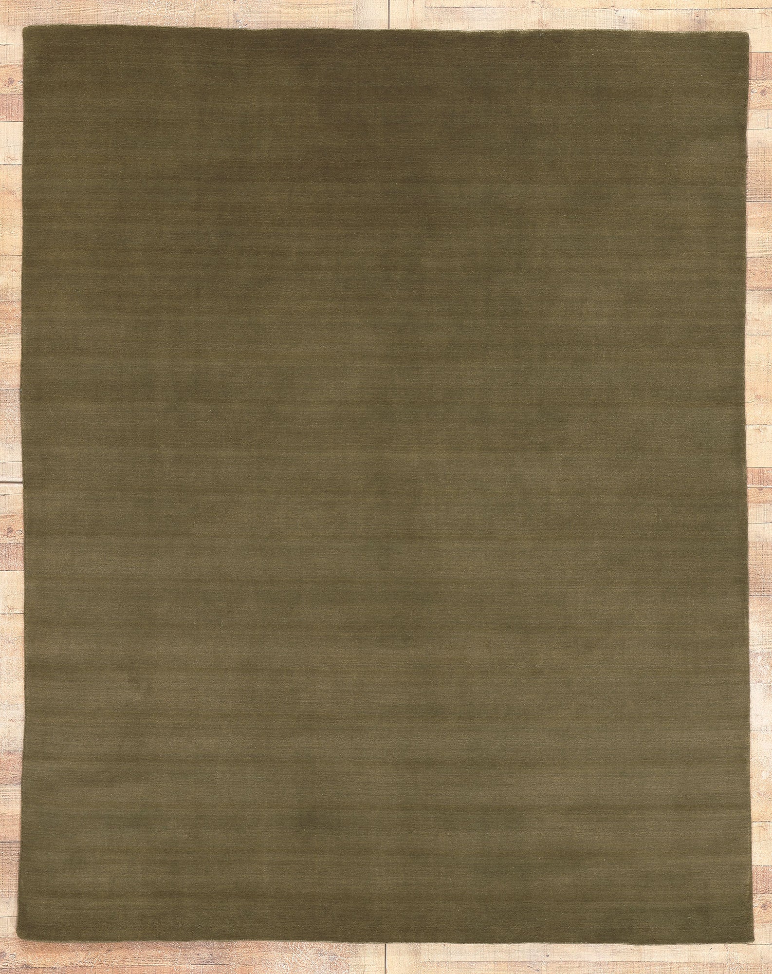 7 x 9 Solid Olive Green Modern Rug 30998