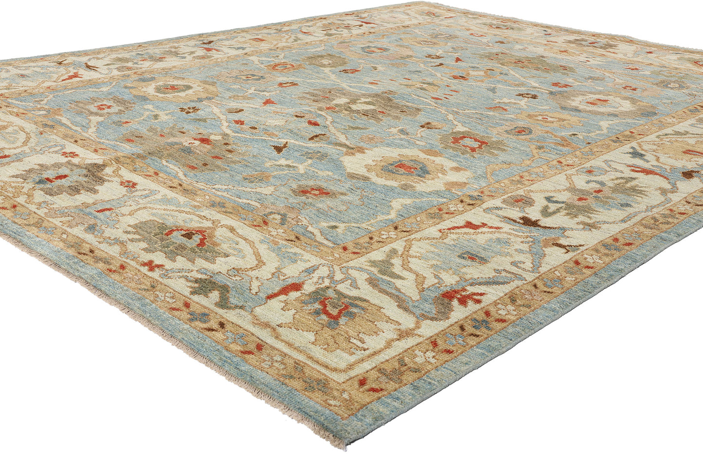9 x 11 Modern Sky Blue Persian Sultanabad Rug 61283