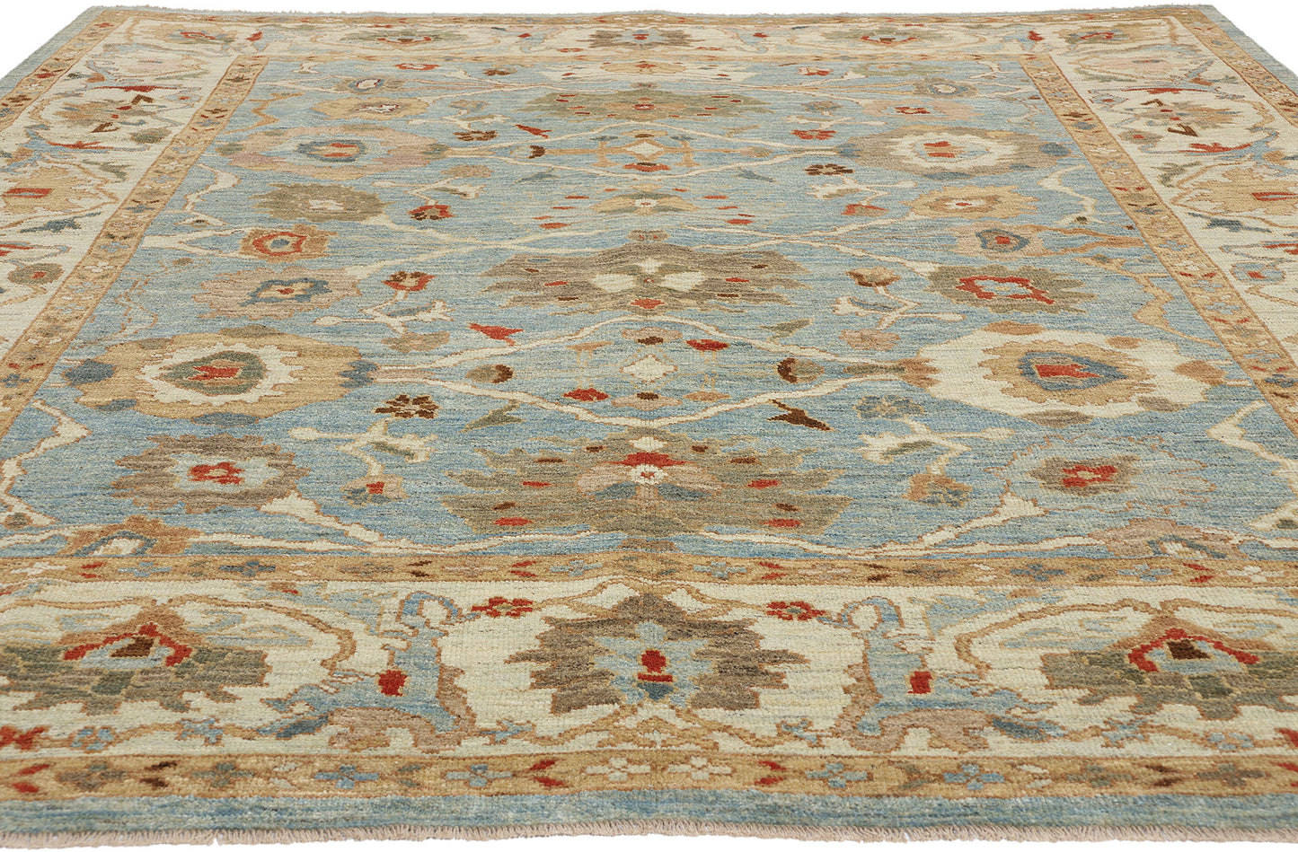 9 x 11 Modern Sky Blue Persian Sultanabad Rug 61283