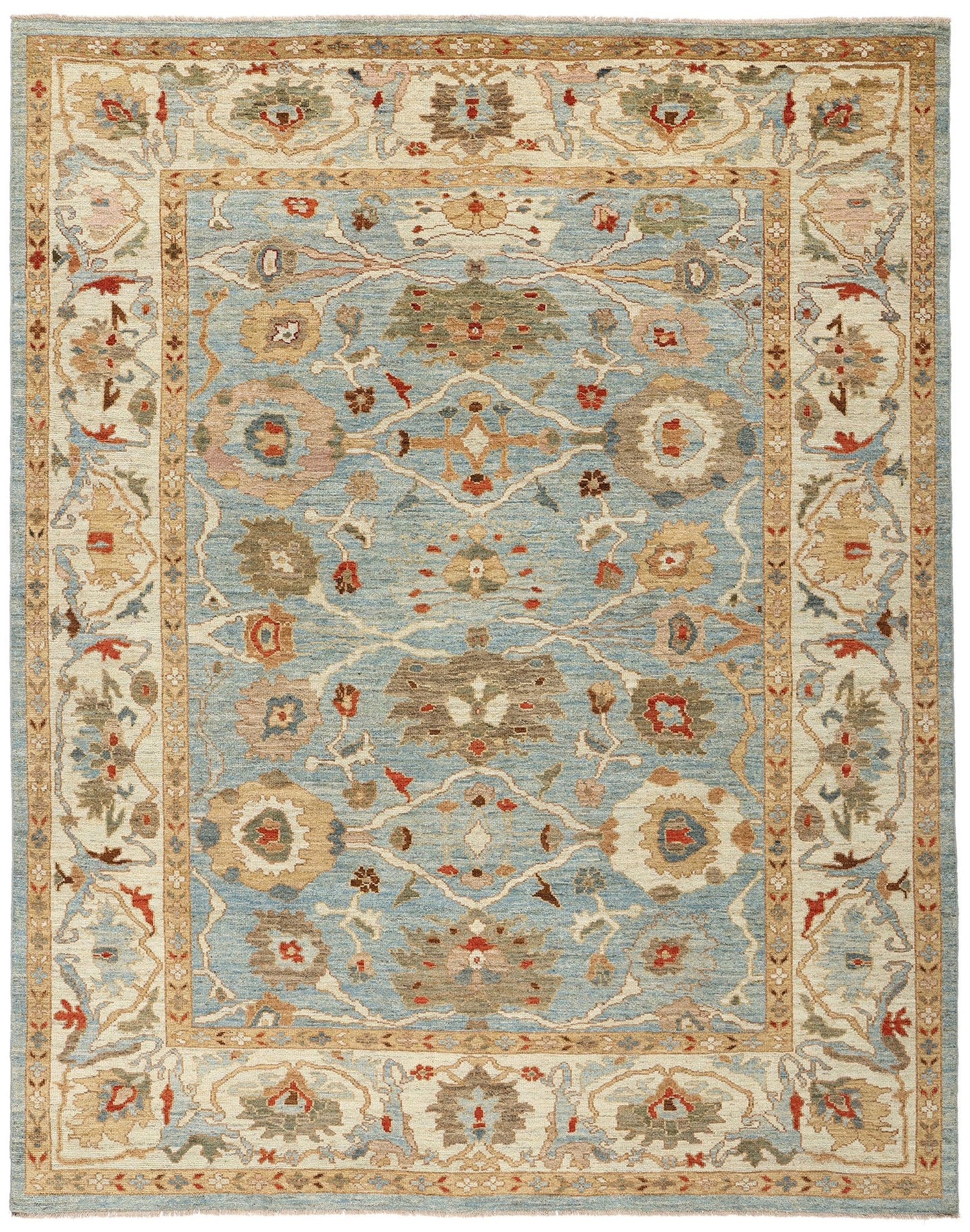 9 x 11 Modern Sky Blue Persian Sultanabad Rug 61283