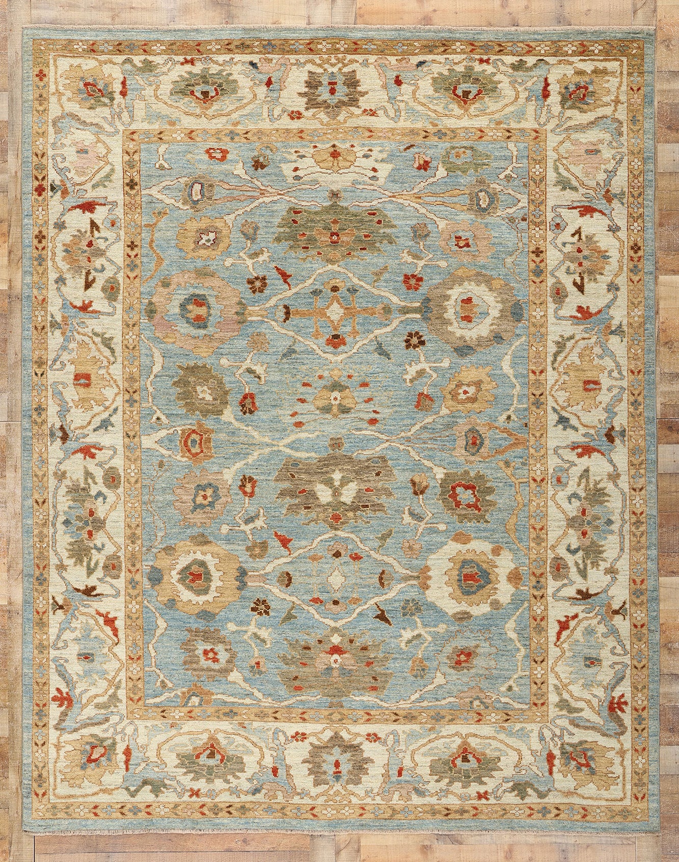 9 x 11 Modern Sky Blue Persian Sultanabad Rug 61283
