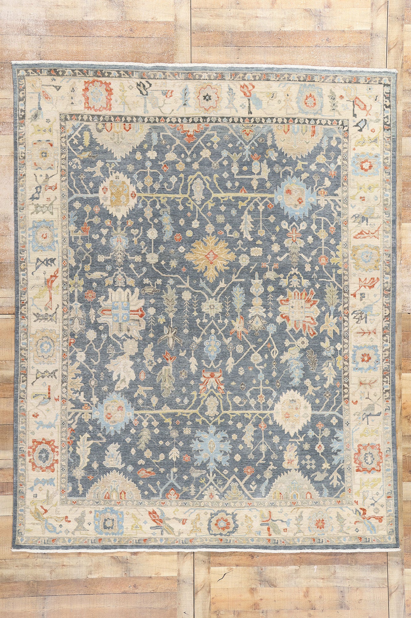 8 x 10 Modern Slate Blue Oushak Rug 31062