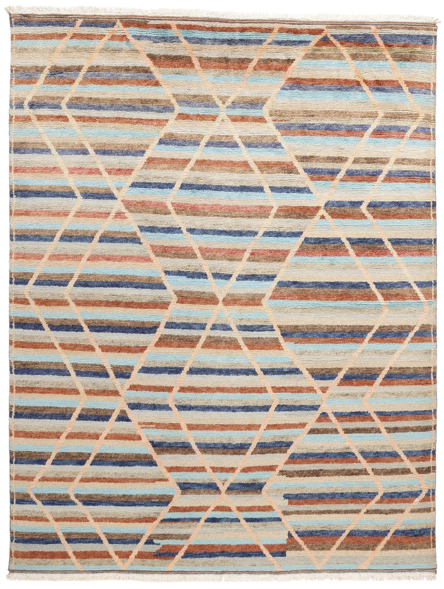 9 x 12 Modern Striped Tribal Moroccan Rug 31294