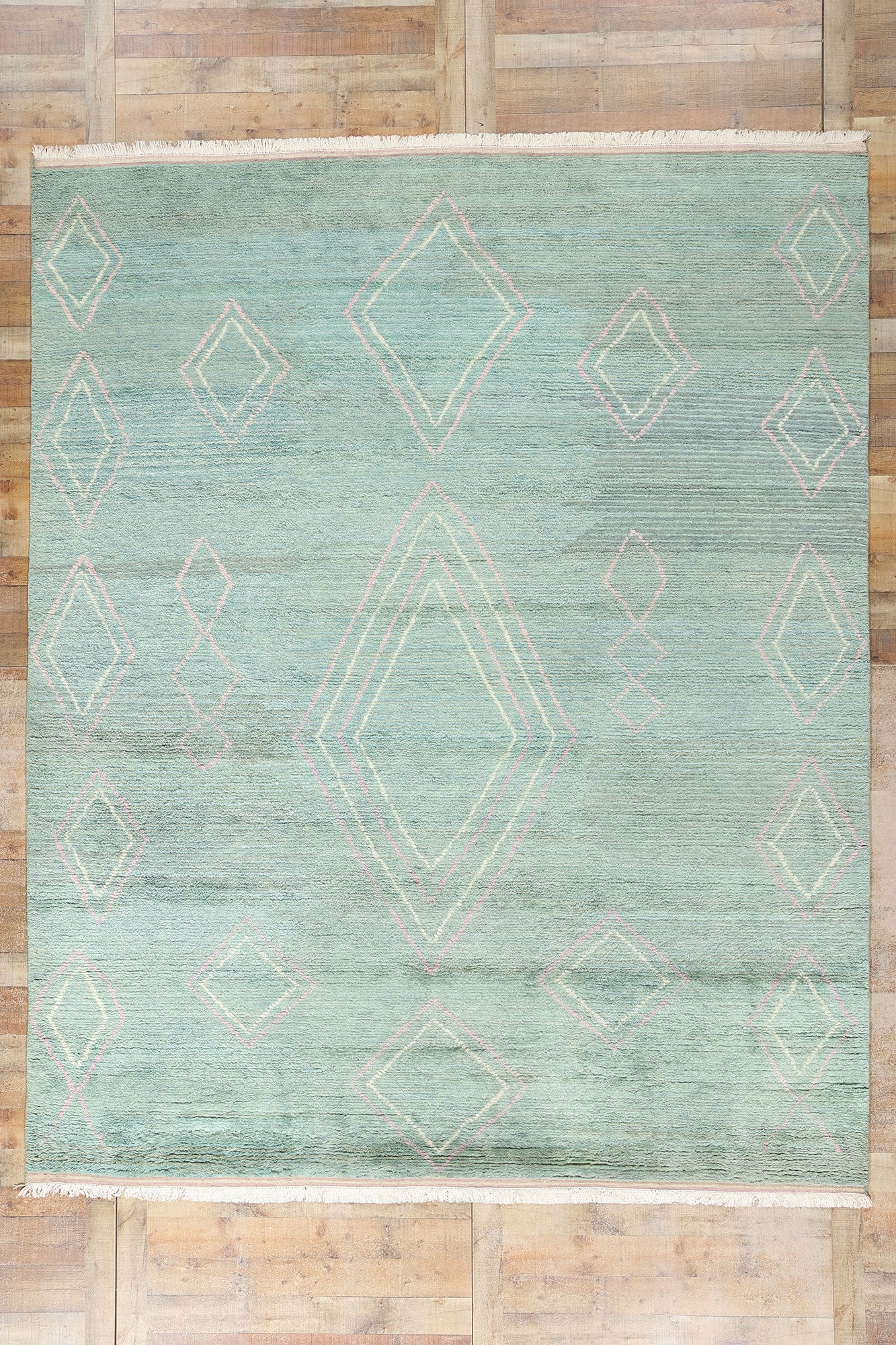 9 x 12 Modern Tribal Light Teal Moroccan Rug 31253
