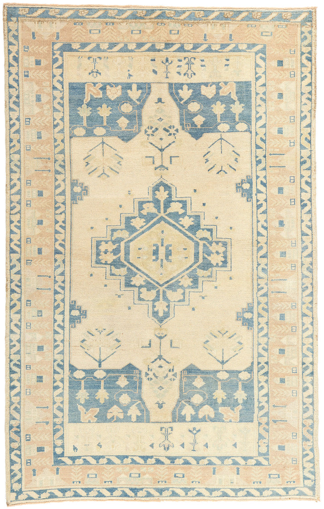 4 x 7 Vintage Muted Turkish Oushak Rug 52956