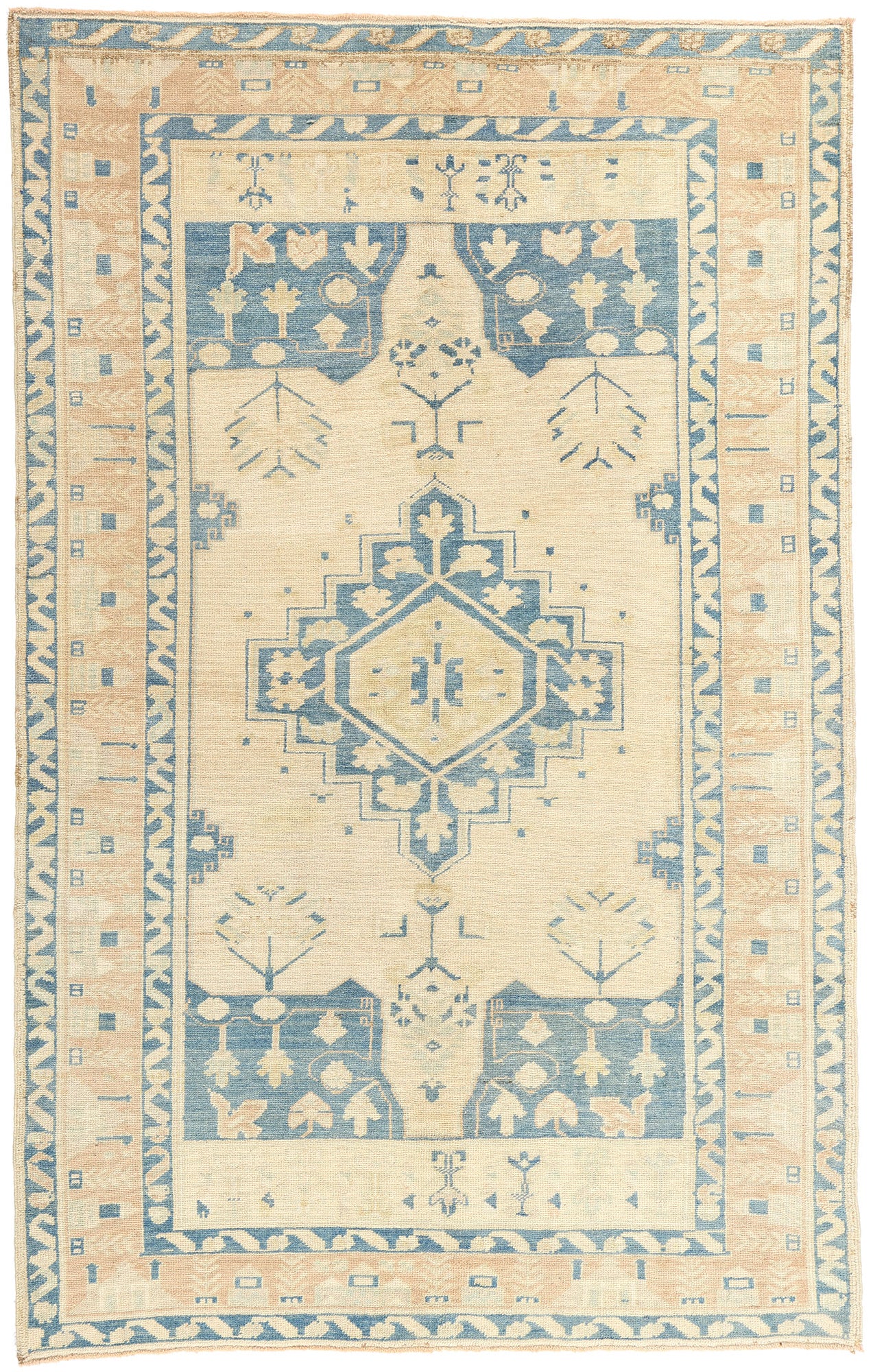 4 x 7 Vintage Muted Turkish Oushak Rug 52956