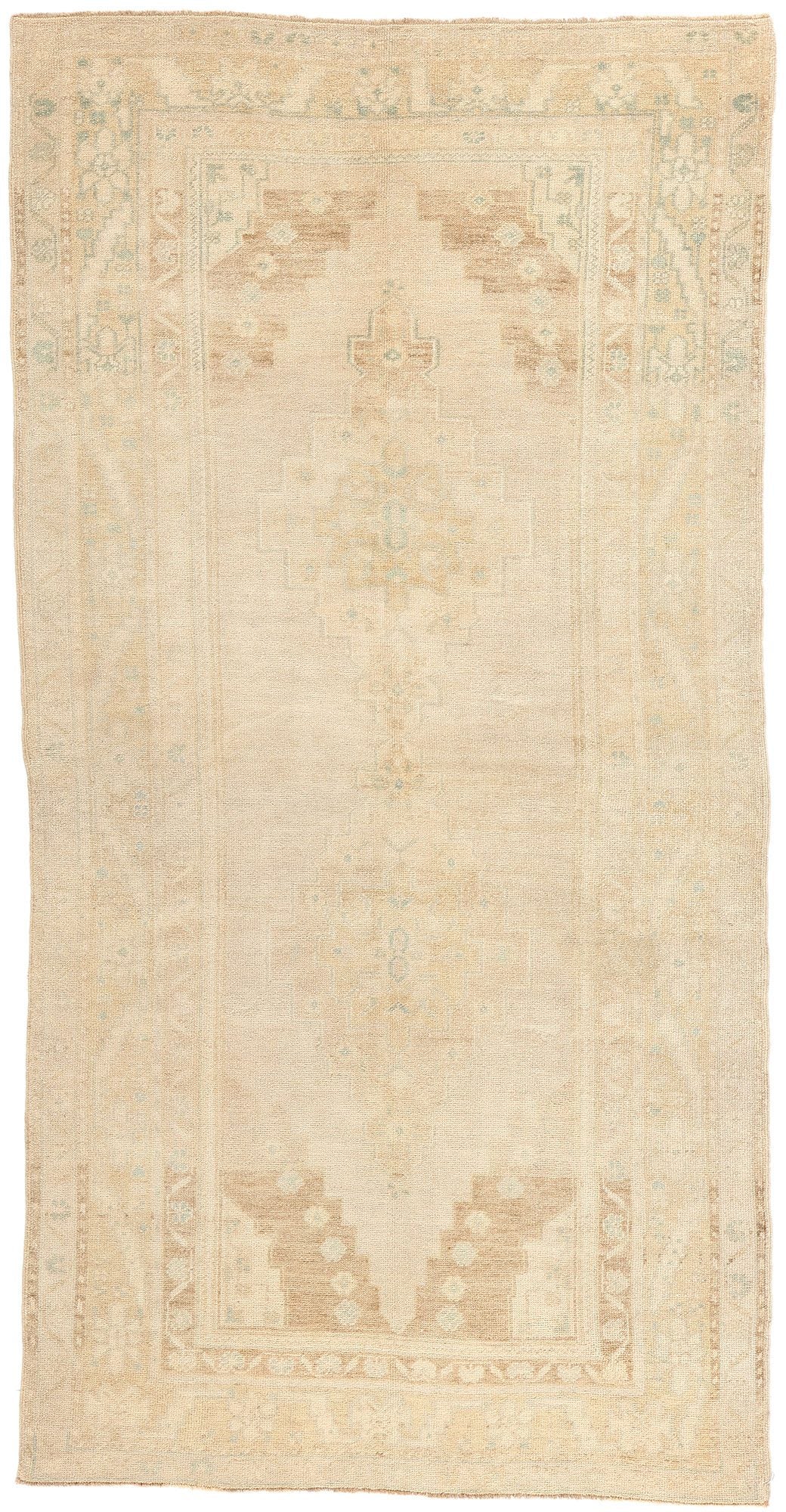4 x 9 Vintage Muted Turkish Oushak Rug 53688