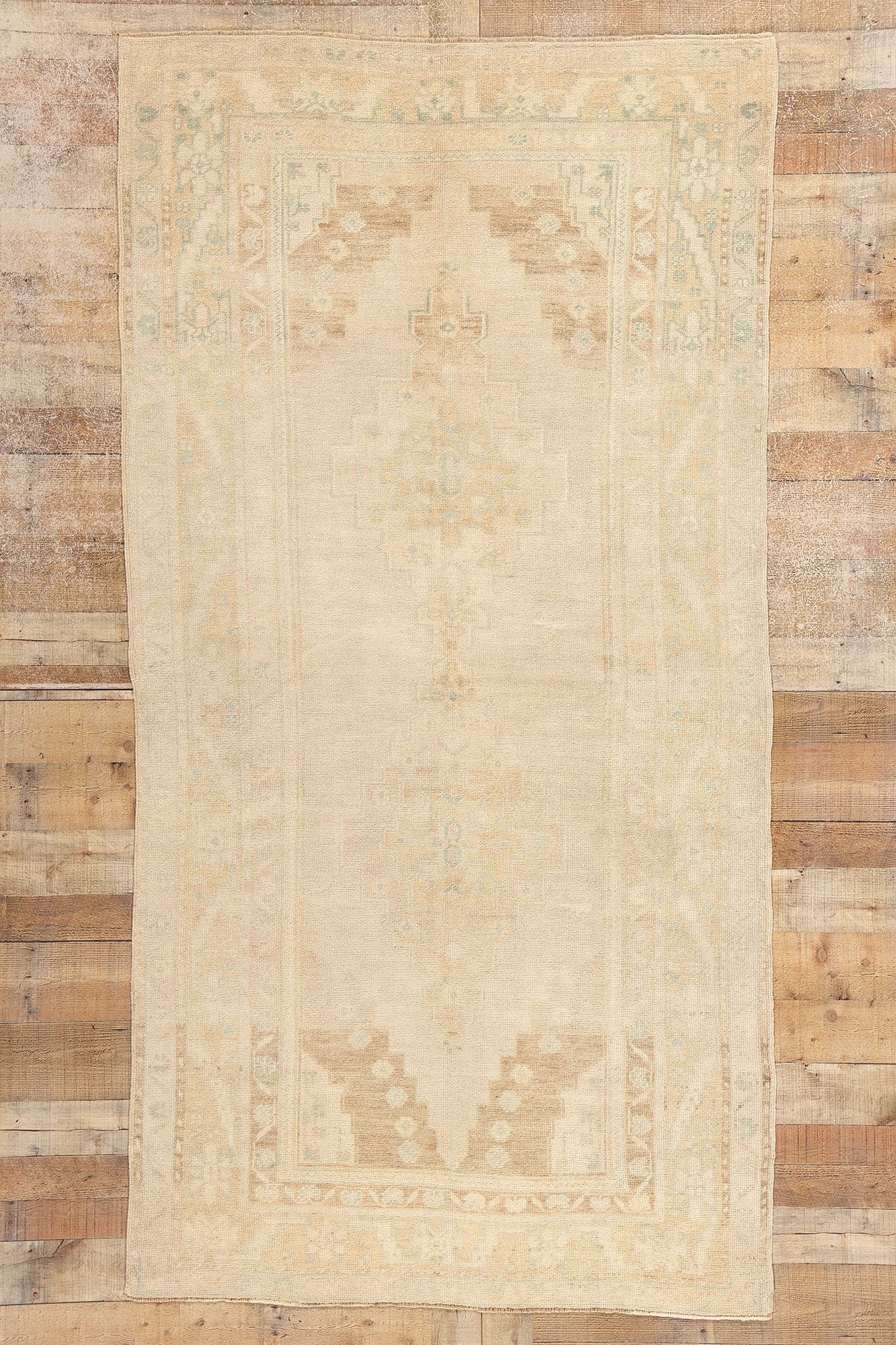 4 x 9 Vintage Muted Turkish Oushak Rug 53688