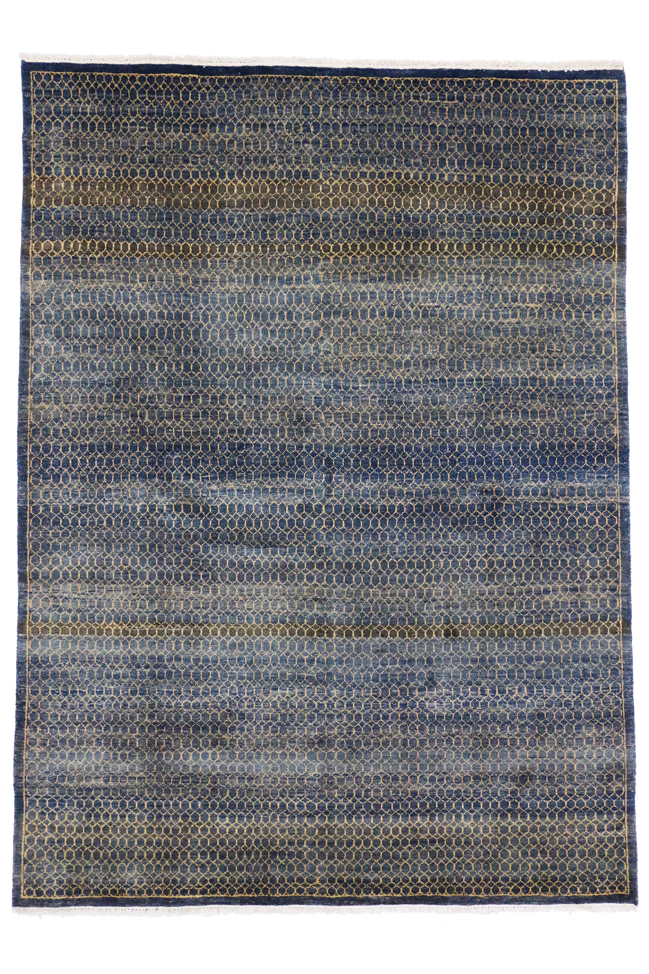 6 x 8 Navy Blue Transitional Indian Rug 30288
