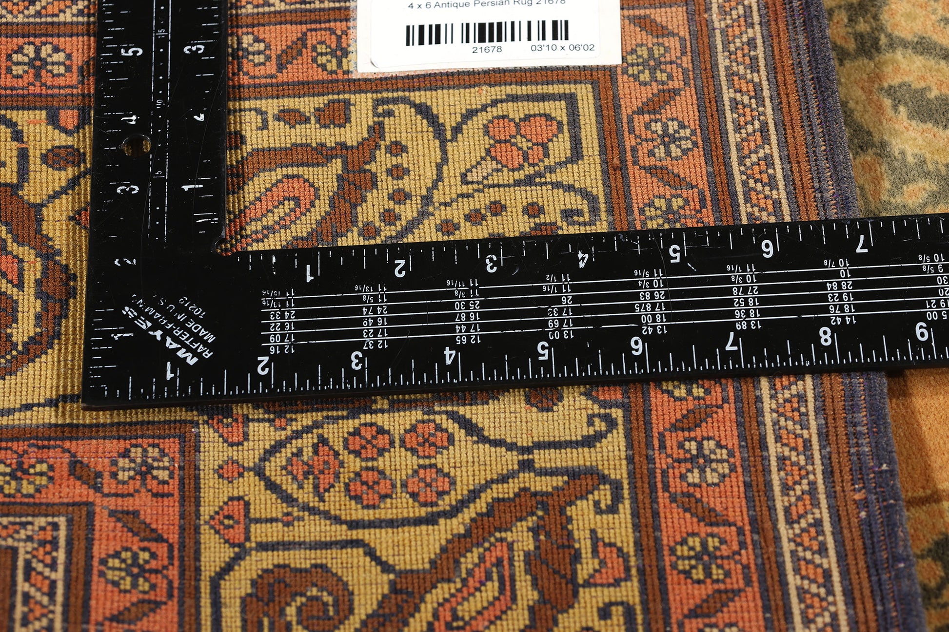 4 x 6 Antique Orange Persian Tabriz Rug 21678