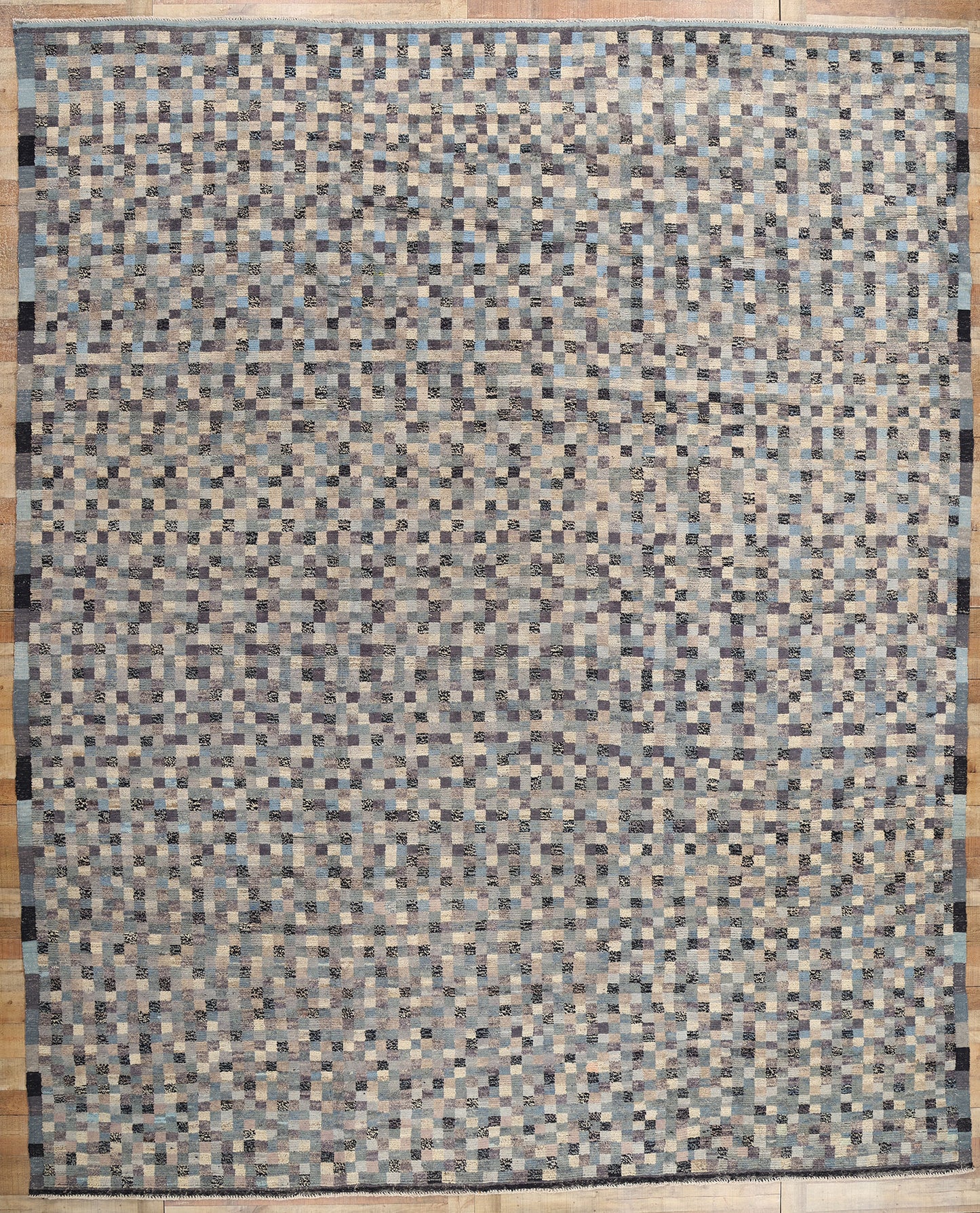 12 x 15 Modern Bauhaus Checkered Moroccan Rug 81053