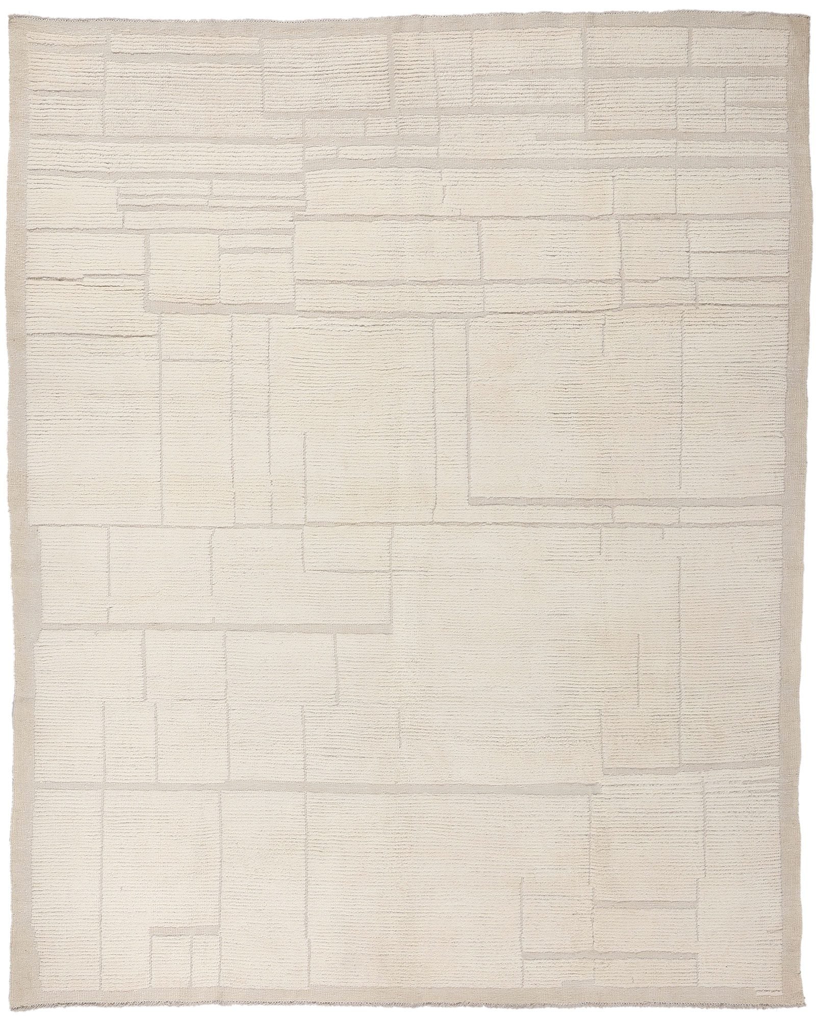 8 x 10 Organic Modern Ivory Moroccan High-Low Rug 81104